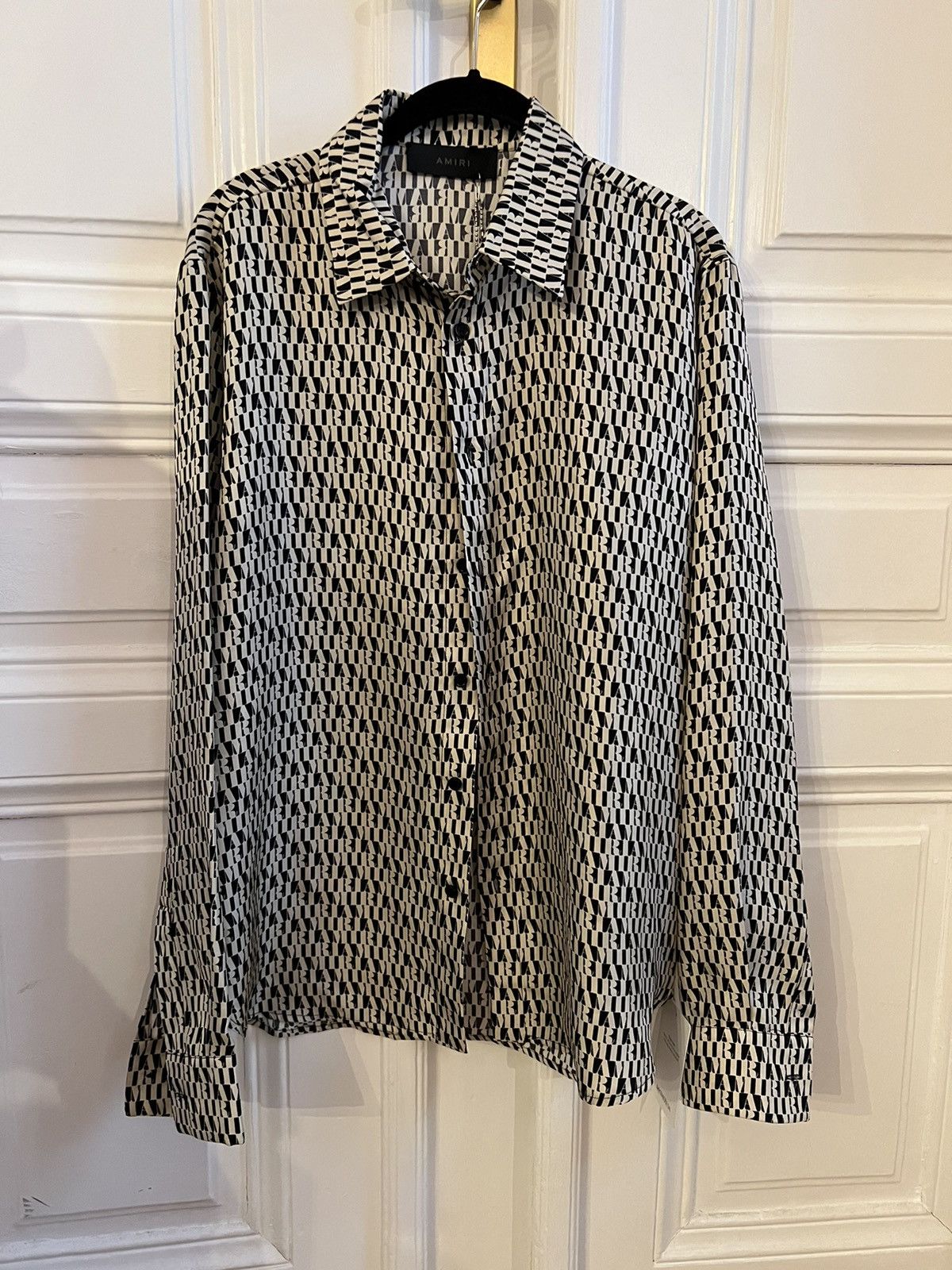 image of 100% Silk Shirt Amiri Logo in Black, Men's (Size Small)