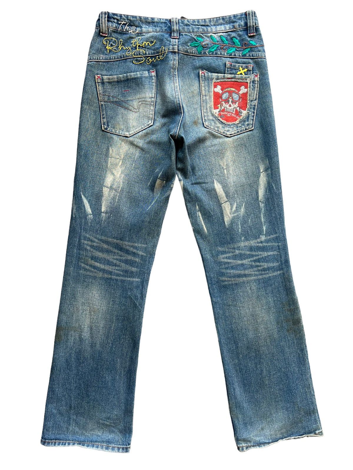 Avirex Distressed Rusty Skull Graphic Patch Denim Jeans 32x31.5 Size US 32 / EU 48 - 3 Thumbnail