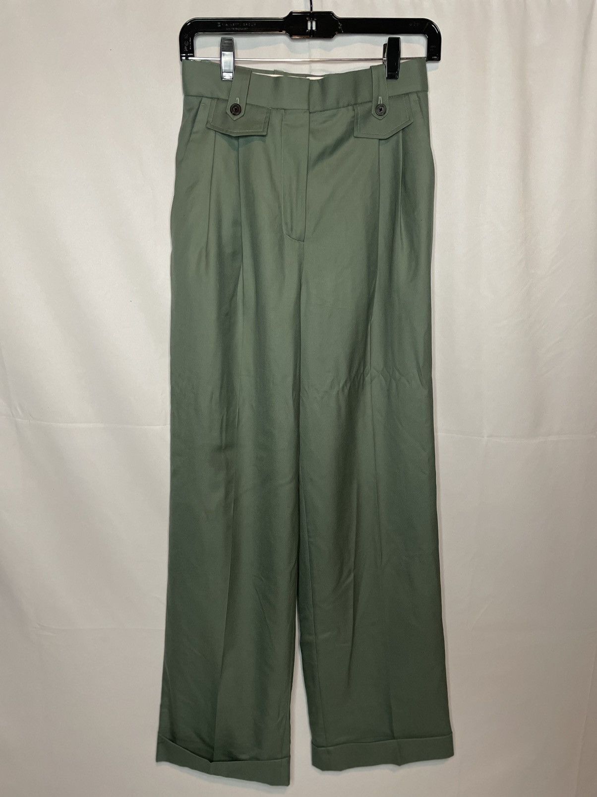 image of Casablanca Wide Leg Virgin Wool Pants in Green, Women's (Size 26)
