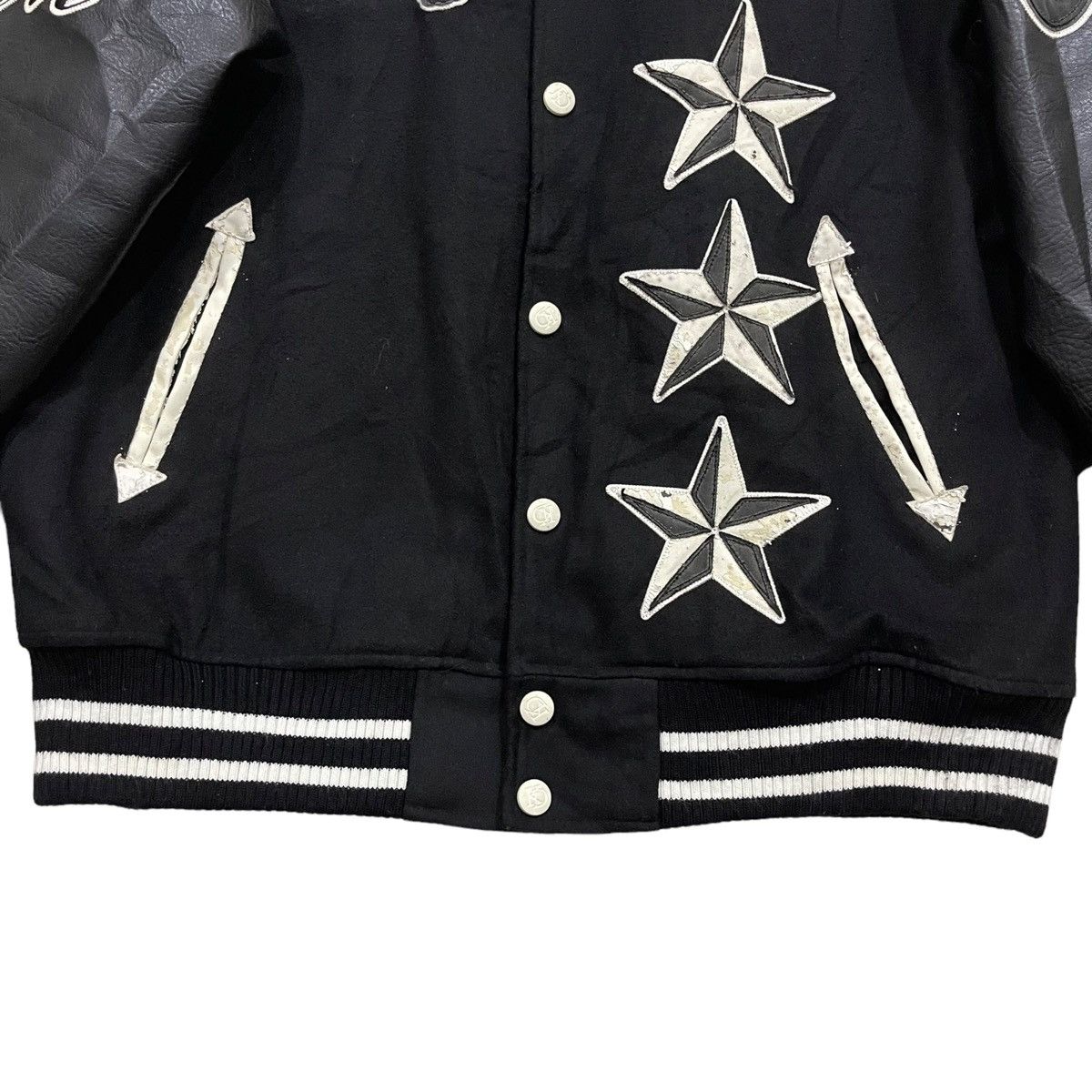 Japanese Brand Rare KRHYME DENIM Wool/Leather Varsity Jacket Size US XL / EU 56 / 4 - 5 Thumbnail