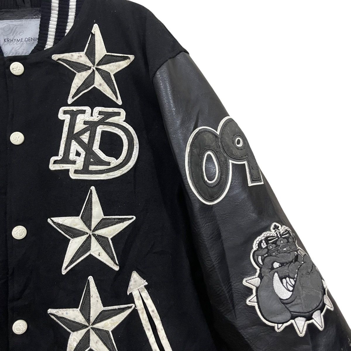 Japanese Brand Rare KRHYME DENIM Wool/Leather Varsity Jacket Size US XL / EU 56 / 4 - 9 Thumbnail