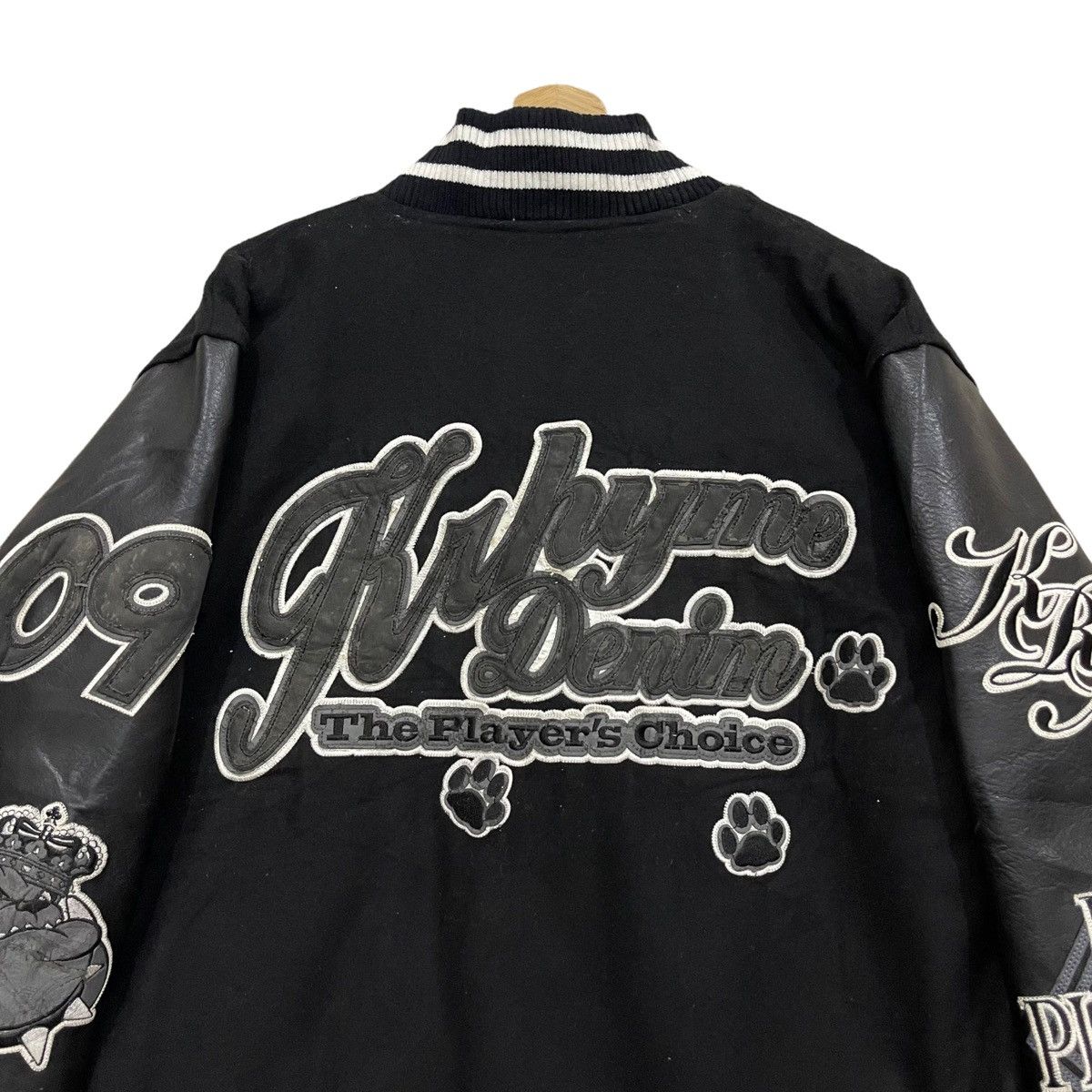 Japanese Brand Rare KRHYME DENIM Wool/Leather Varsity Jacket Size US XL / EU 56 / 4 - 12 Thumbnail