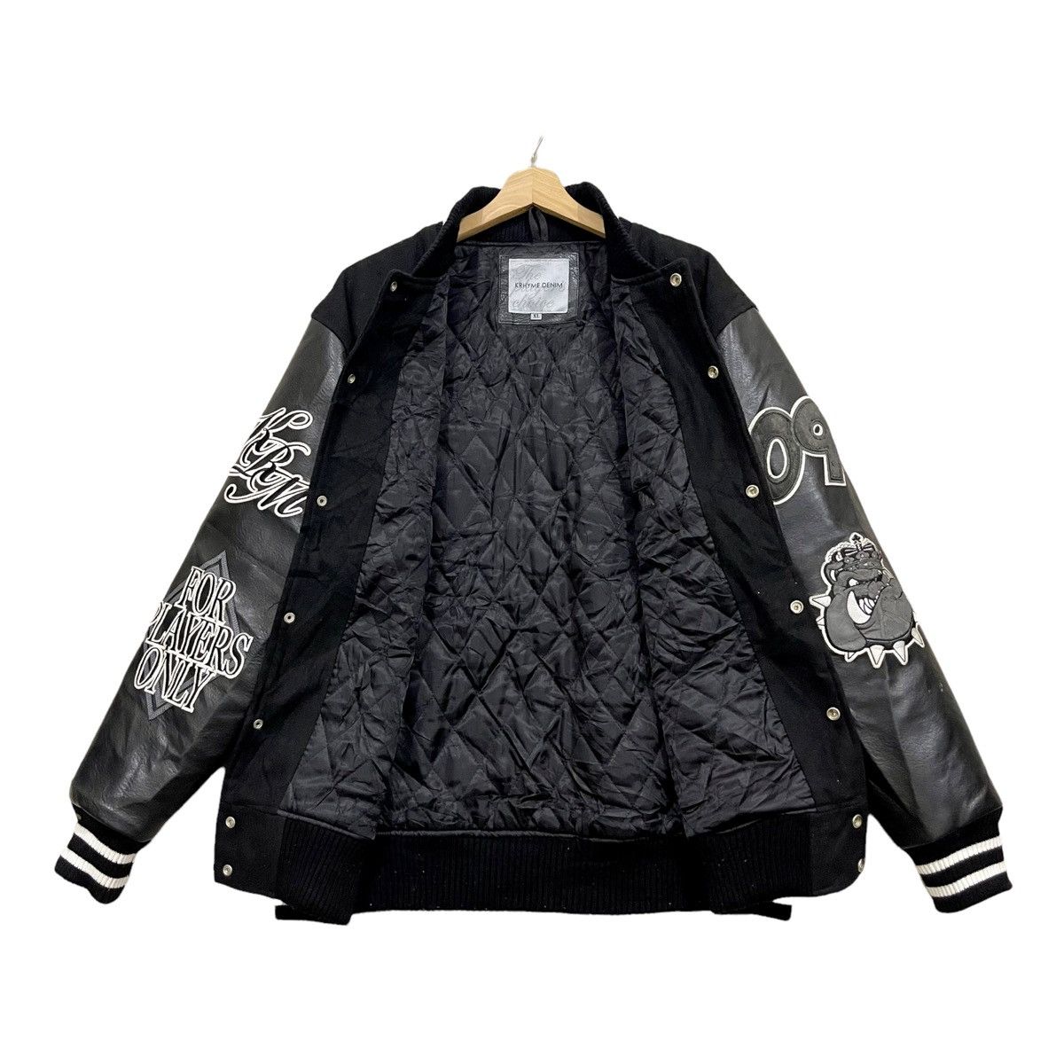 Japanese Brand Rare KRHYME DENIM Wool/Leather Varsity Jacket Size US XL / EU 56 / 4 - 3 Thumbnail