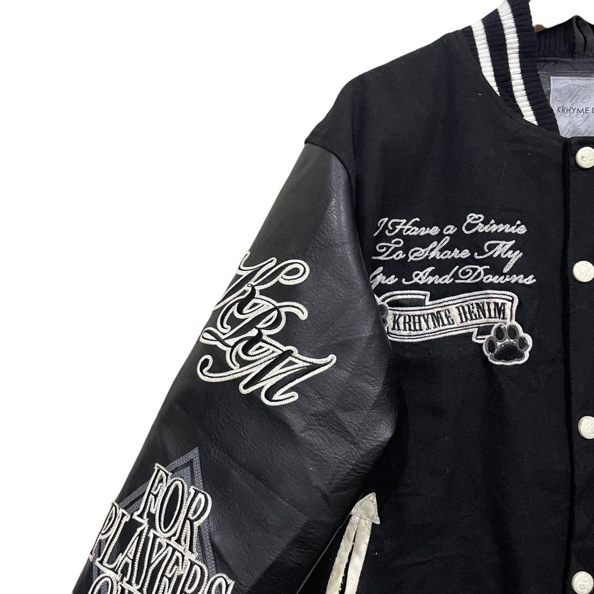 Japanese Brand Rare KRHYME DENIM Wool/Leather Varsity Jacket Size US XL / EU 56 / 4 - 8 Thumbnail