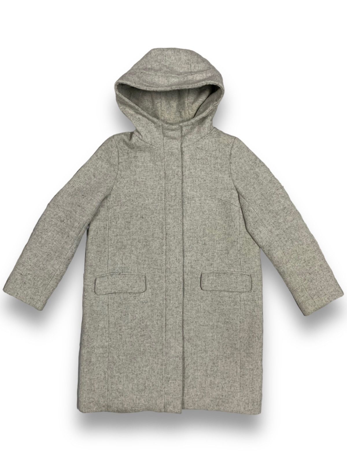 Japanese Brand Jeanasis Wool Long Coat Hooded in Grey