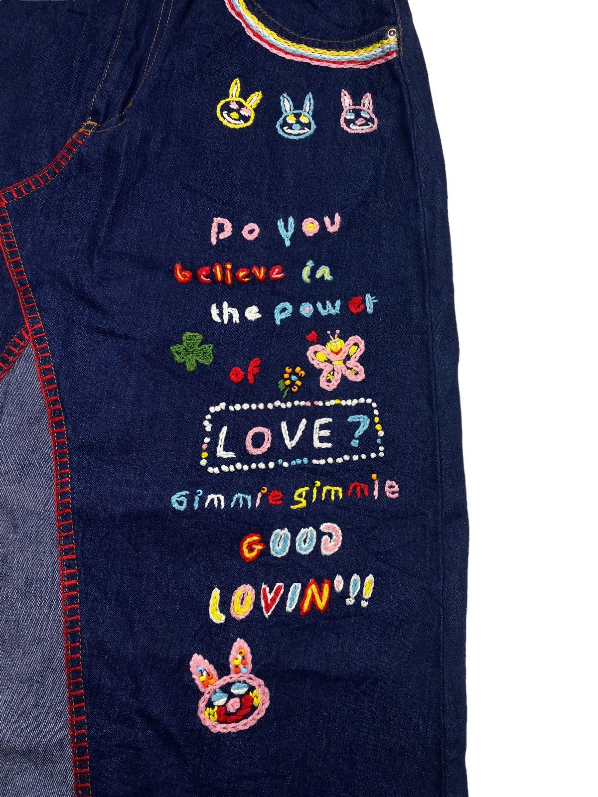 Angel Blue 1990s Angel Blue - Patchwork Knitted Skirt Denim Size 28" / US 6 / IT 42 - 4 Thumbnail