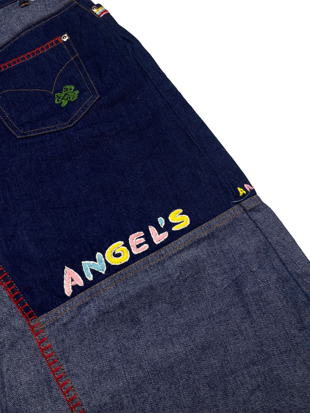 Angel Blue 1990s Angel Blue - Patchwork Knitted Skirt Denim Size 28" / US 6 / IT 42 - 8 Thumbnail