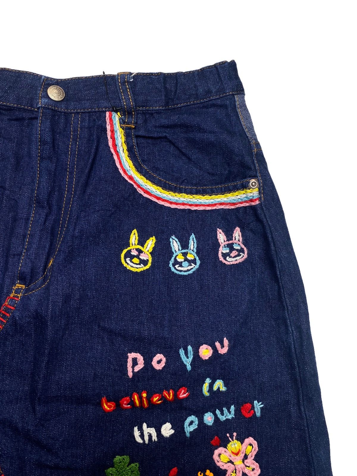 Angel Blue 1990s Angel Blue - Patchwork Knitted Skirt Denim Size 28" / US 6 / IT 42 - 6 Thumbnail