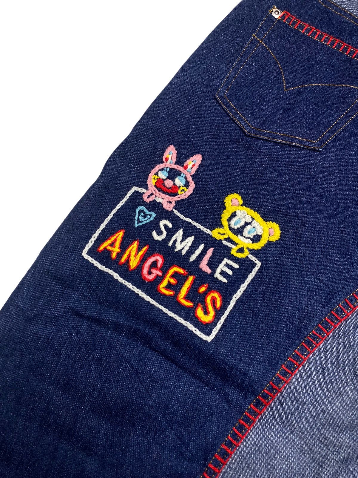 Angel Blue 1990s Angel Blue - Patchwork Knitted Skirt Denim Size 28" / US 6 / IT 42 - 7 Thumbnail