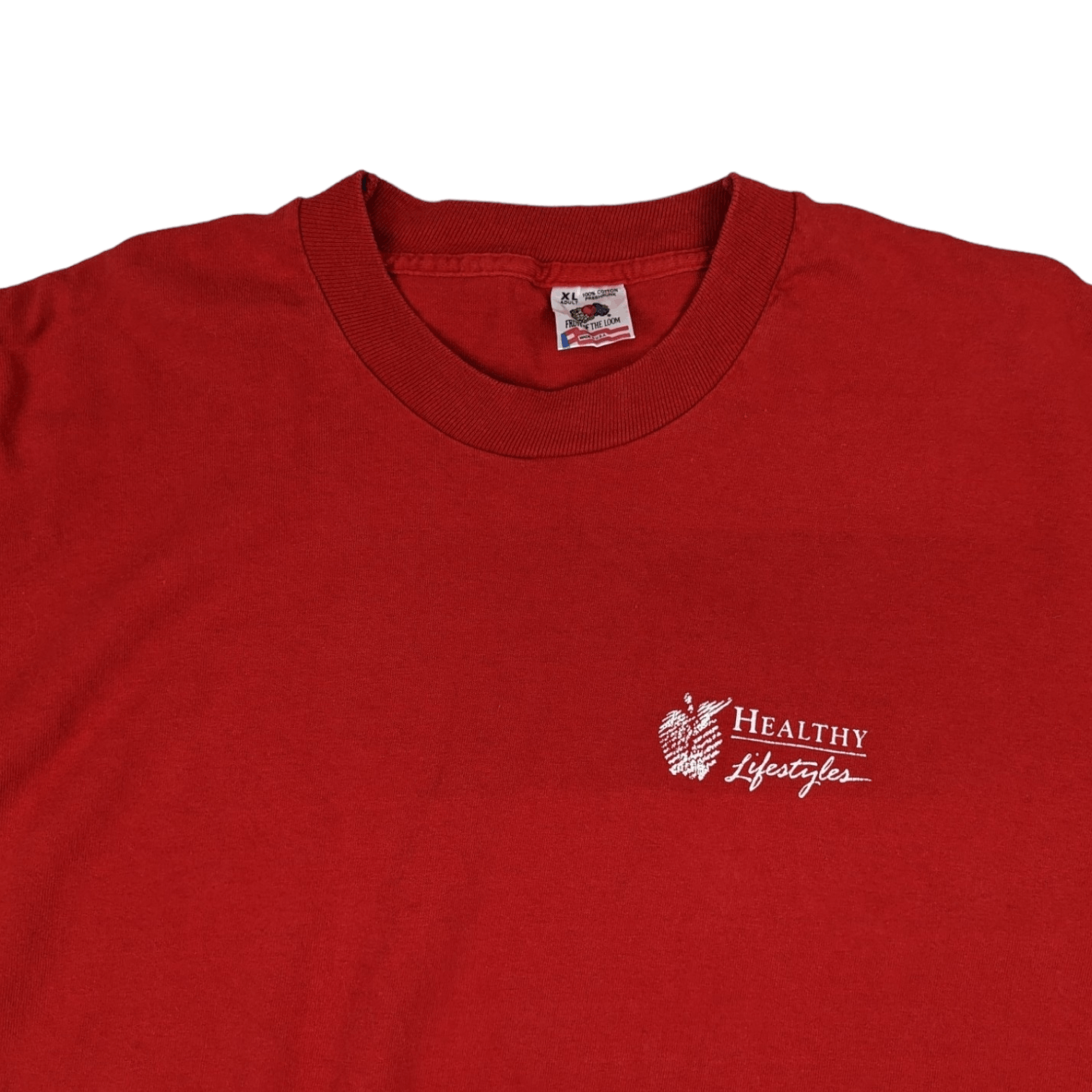 Fruit Of The Loom Vintage 90's FOTL Healthy Lifestyle Single Stitches T-Shirt Size US XL / EU 56 / 4 - 4 Thumbnail