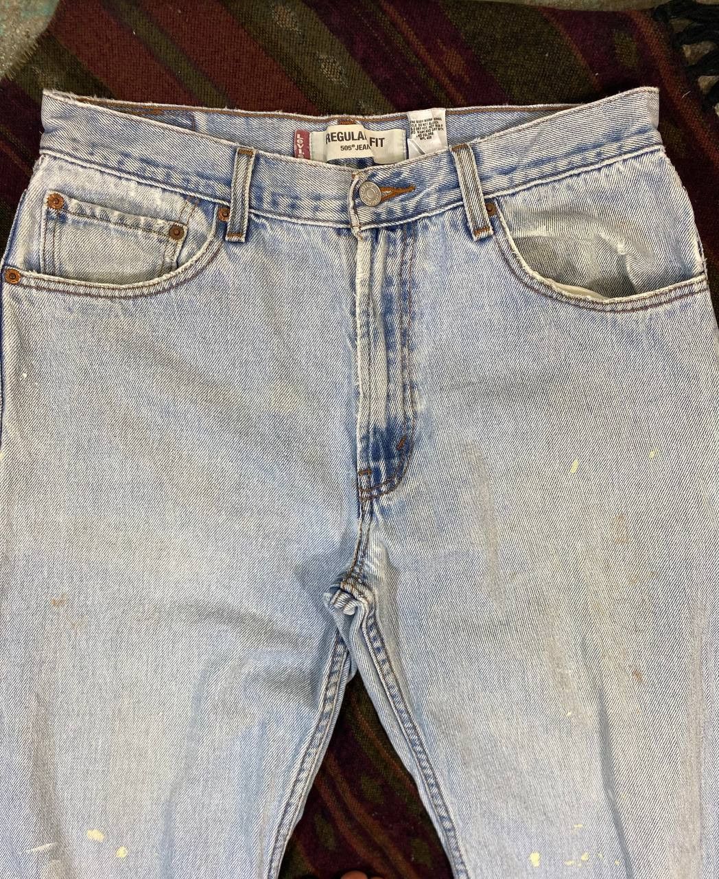 Levi's vintage levis 505 light wash paint splatter distressed denim Size US 34 / EU 50 - 9 Thumbnail