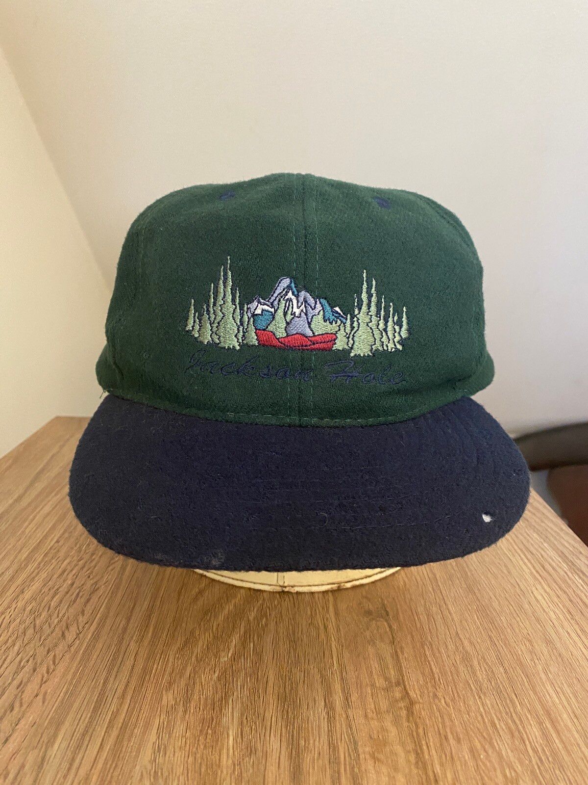 Pre-owned Snap Back X Vintage 90's Jackson Hole Wool Blend Snap Back Hat Cap In Green