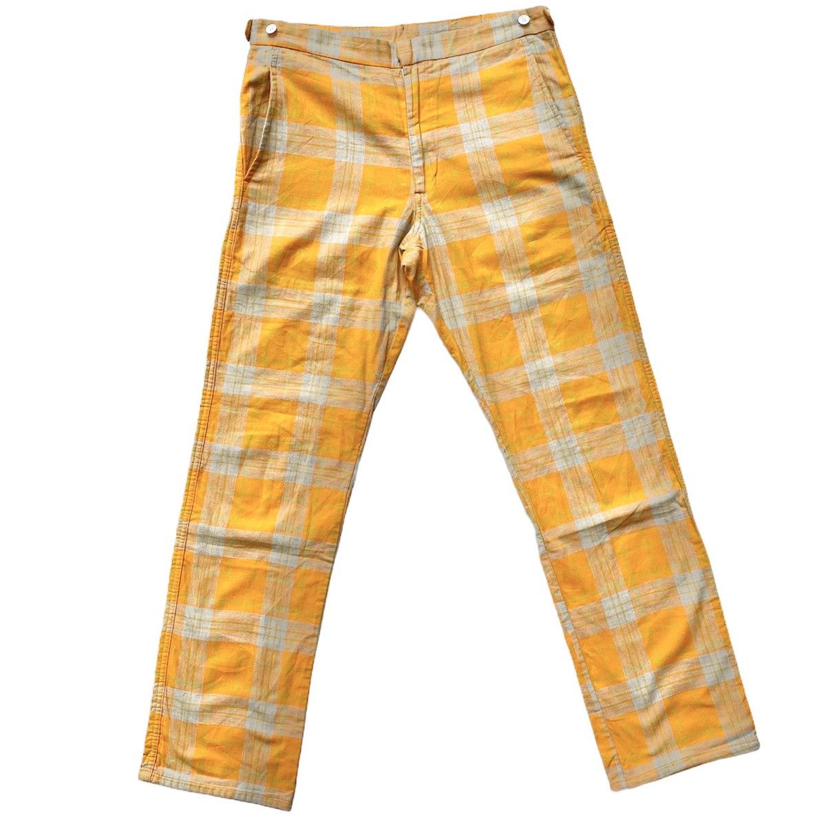 image of Comme Des Garcons Homme Plus Vintage 96’ Orange Safety Plaid Tartan Pants, Men's (Size 31)