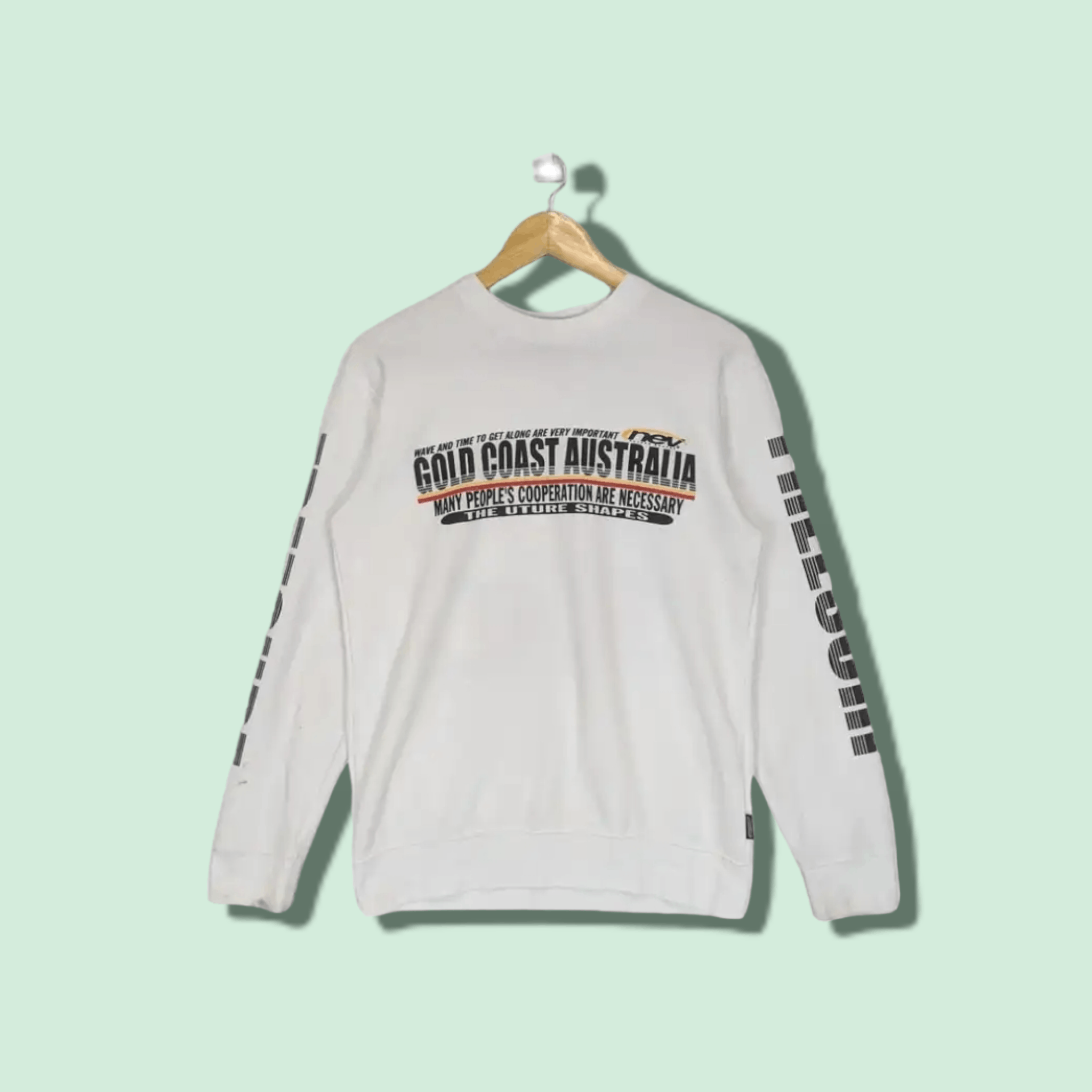 Japanese Brand NEV Future Shape Gold Coast Australia Surfer Sweatshirt Size US S / EU 44-46 / 1 - 1 Thumbnail