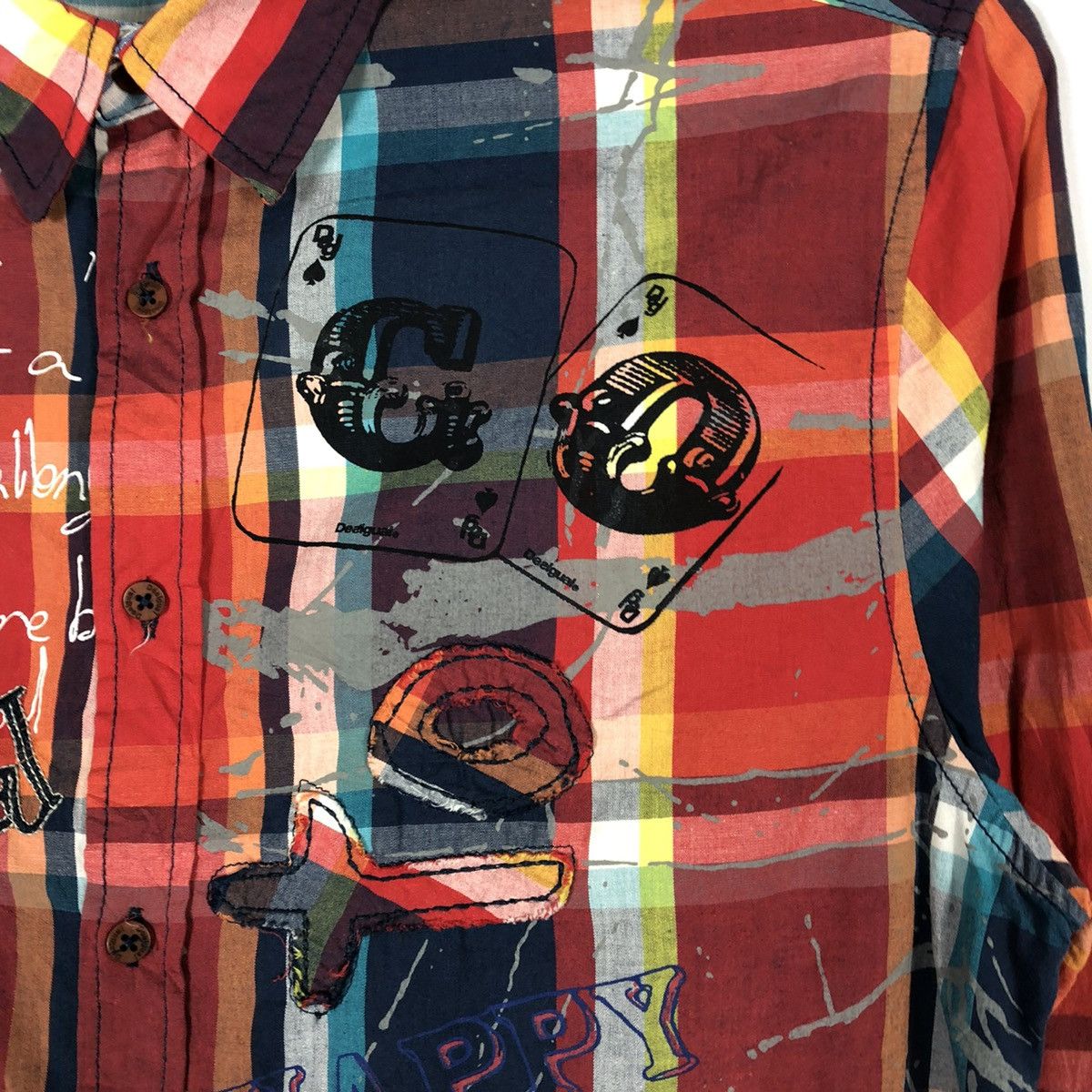 Designer × Desigual × Vintage 🔥Rare🔥Desigual Ready To Go Art Mural Paint Checkerd Shirts Size US M / EU 48-50 / 2 - 5 Thumbnail