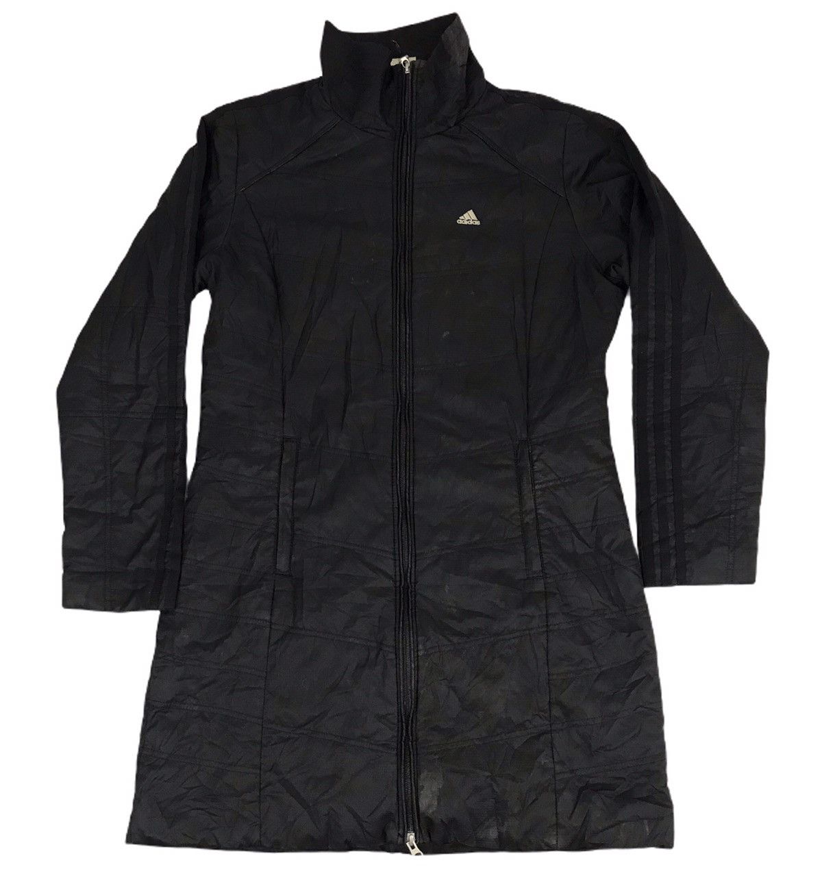 image of Adidas Big Logo Coach Parka Hoodie Long Jacket Wear in Black, Women's (Size Medium)