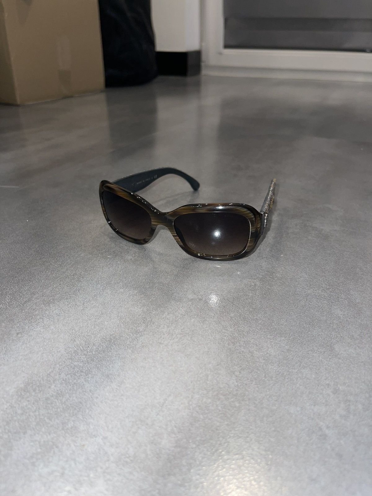 image of Chanel 5240 C.617/3B Camo Grey Tweed Sunglasses in Grey/Camo, Men's