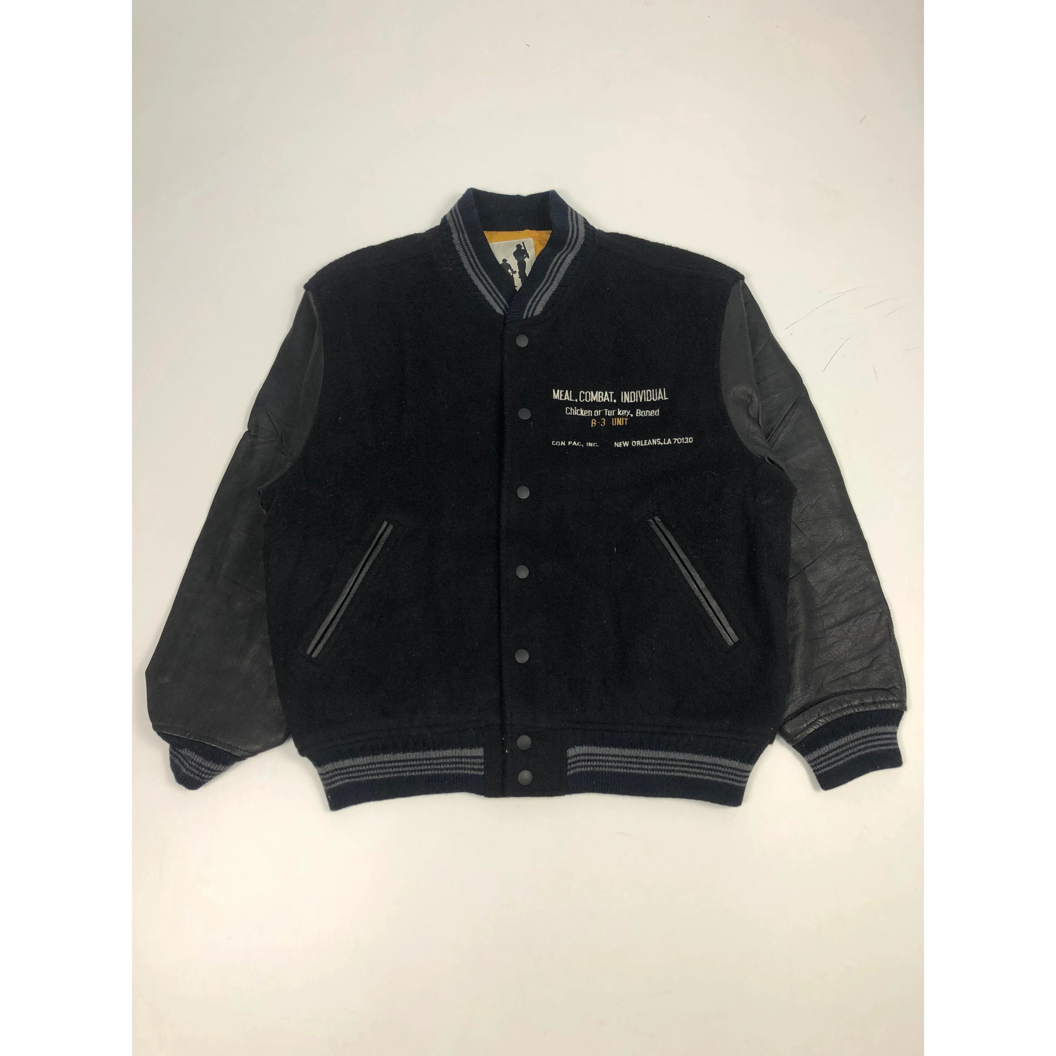 Vintage Vintage 90s Military B-3 Unit Varsity Jacket Leather V0108 Size US M / EU 48-50 / 2 - 2 Thumbnail