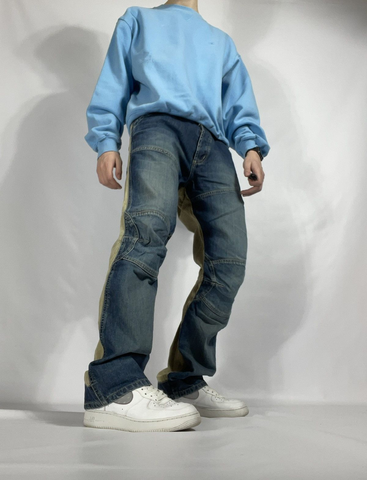 90s Vintage worker corduroy denim jeans double knee