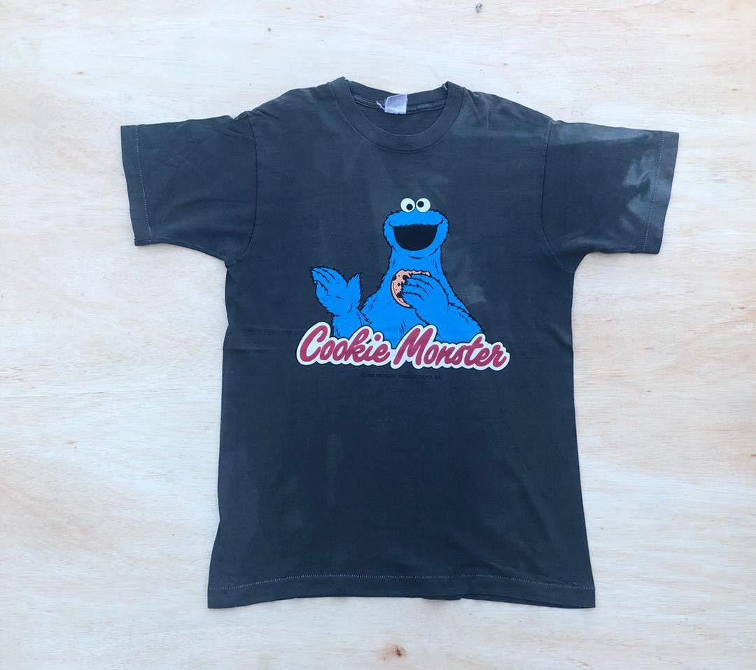 image of Fruit Of The Loom x Made In USA Vintage Cookie Monster in Black, Men's (Size Medium)