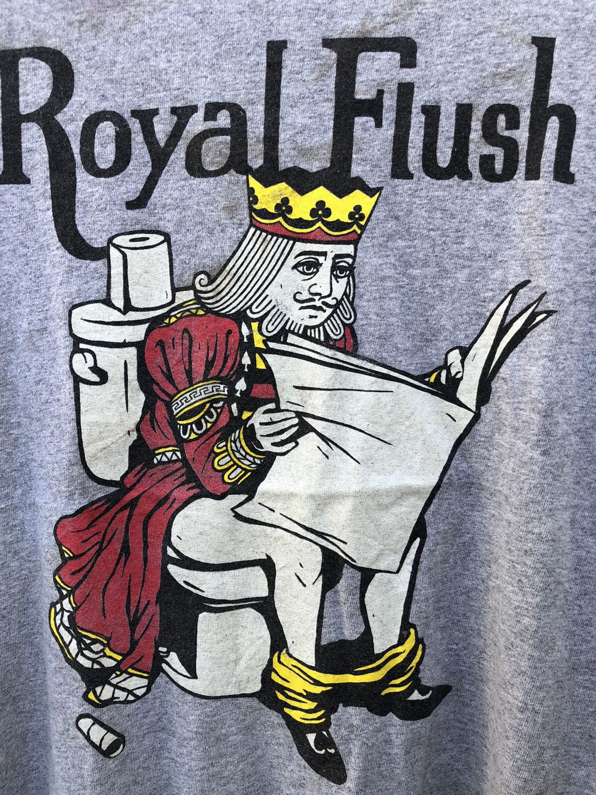 image of Art x Made In USA Vintage 90's Royal Flush Poker Tee Travis Vibes in Grey, Men's (Size Large)
