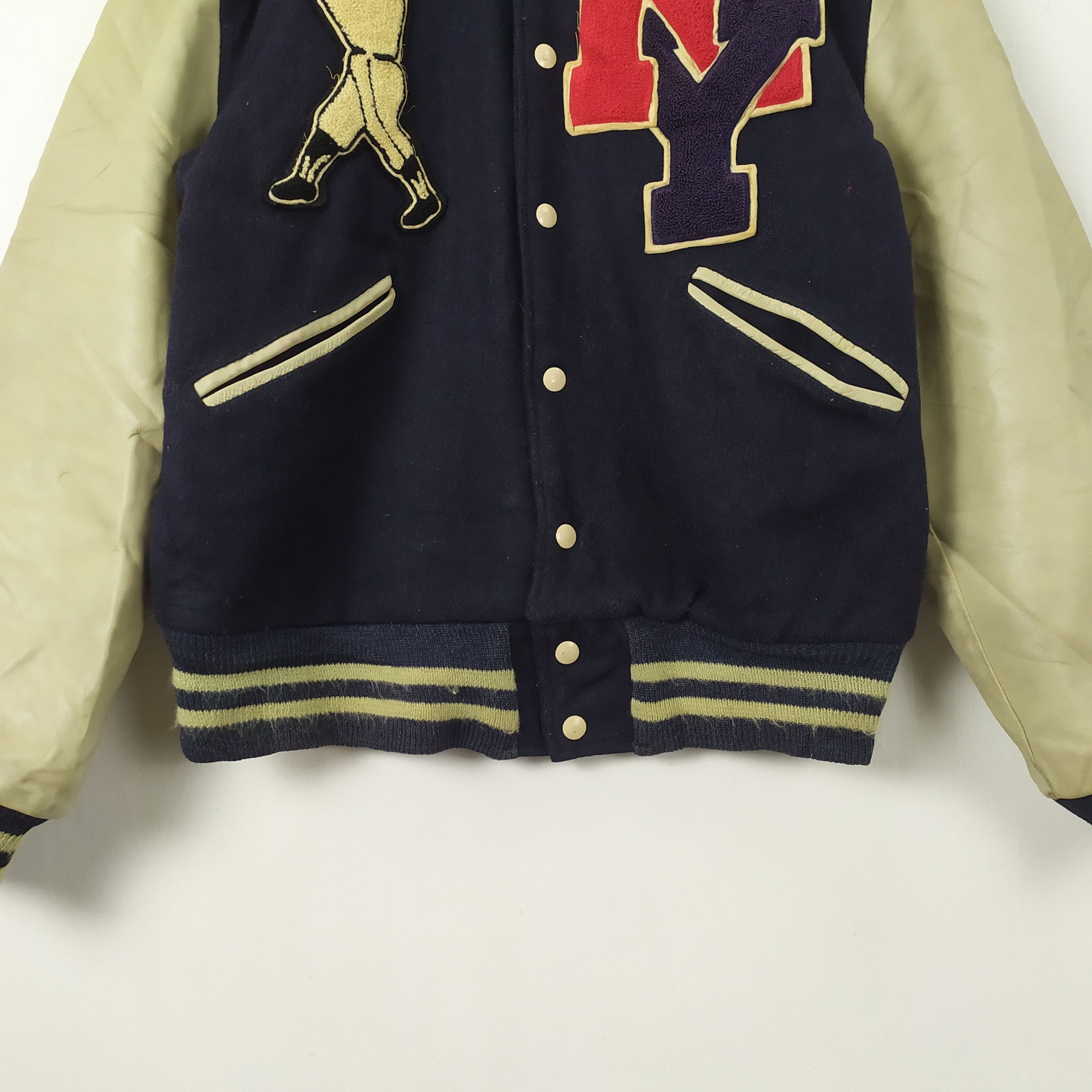 New York Yankees VINTAGE 70' NEW YORK YANKEES BASEBALL FADED VARSITY JACKET Size US S / EU 44-46 / 1 - 3 Thumbnail