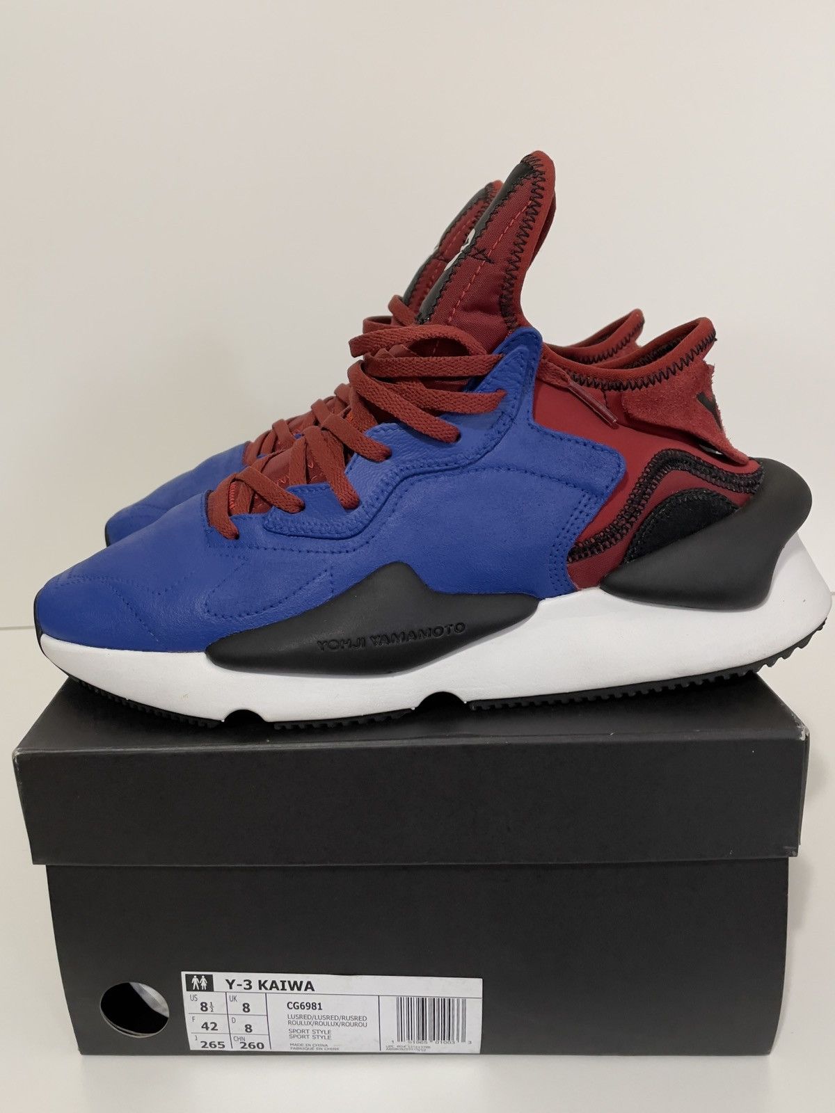 Yohji Yamamoto Y-3 Kaiwa Custom Royal blue & Burgundy Sz 8.5 Size US 8.5 / EU 41-42 - 4 Thumbnail