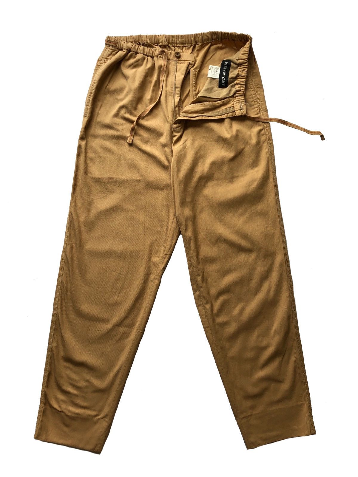 image of 1990S Issey Miyake Beige Drawstring Pant in Camel, Men's (Size 30)