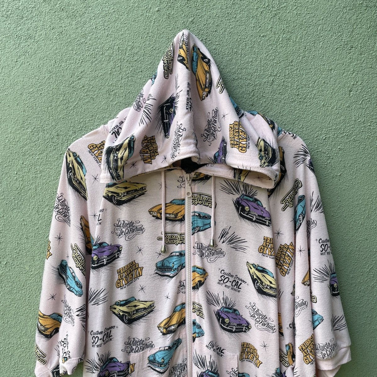Japanese Brand Vtg PLEIN BEAUTE Full Print Cars Zipper Hooded Sweatshirt Size US M / EU 48-50 / 2 - 3 Thumbnail