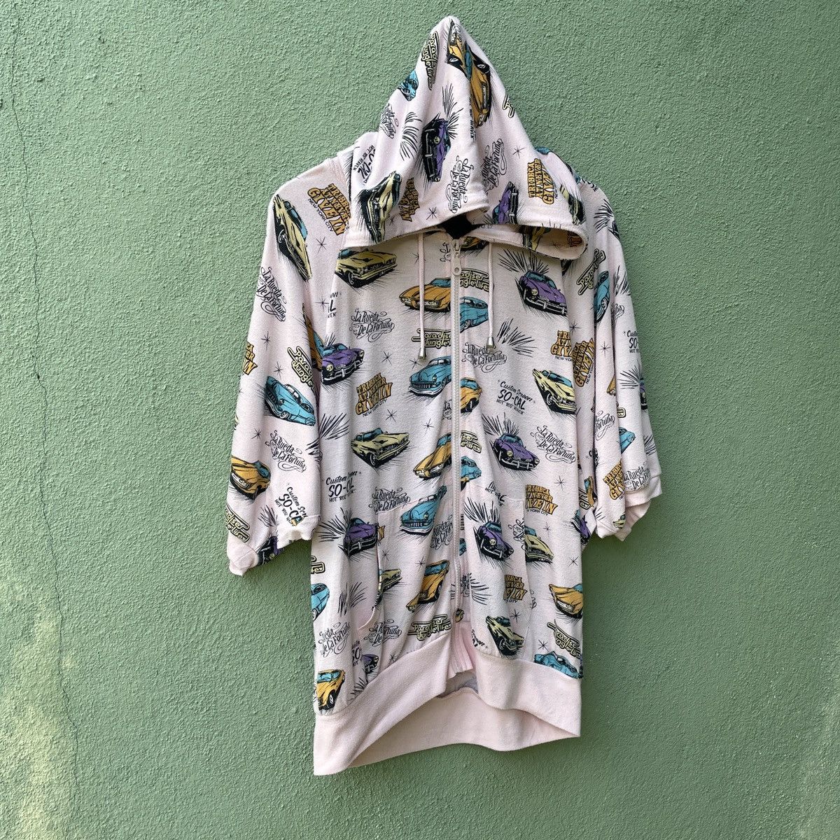 Japanese Brand Vtg PLEIN BEAUTE Full Print Cars Zipper Hooded Sweatshirt Size US M / EU 48-50 / 2 - 2 Thumbnail