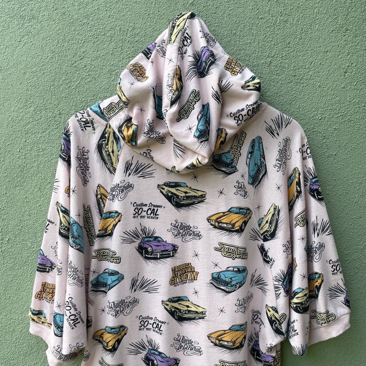 Japanese Brand Vtg PLEIN BEAUTE Full Print Cars Zipper Hooded Sweatshirt Size US M / EU 48-50 / 2 - 10 Thumbnail