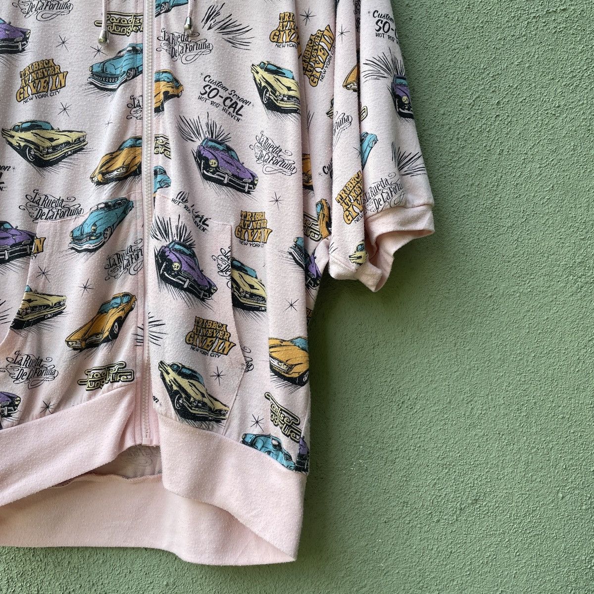 Japanese Brand Vtg PLEIN BEAUTE Full Print Cars Zipper Hooded Sweatshirt Size US M / EU 48-50 / 2 - 5 Thumbnail