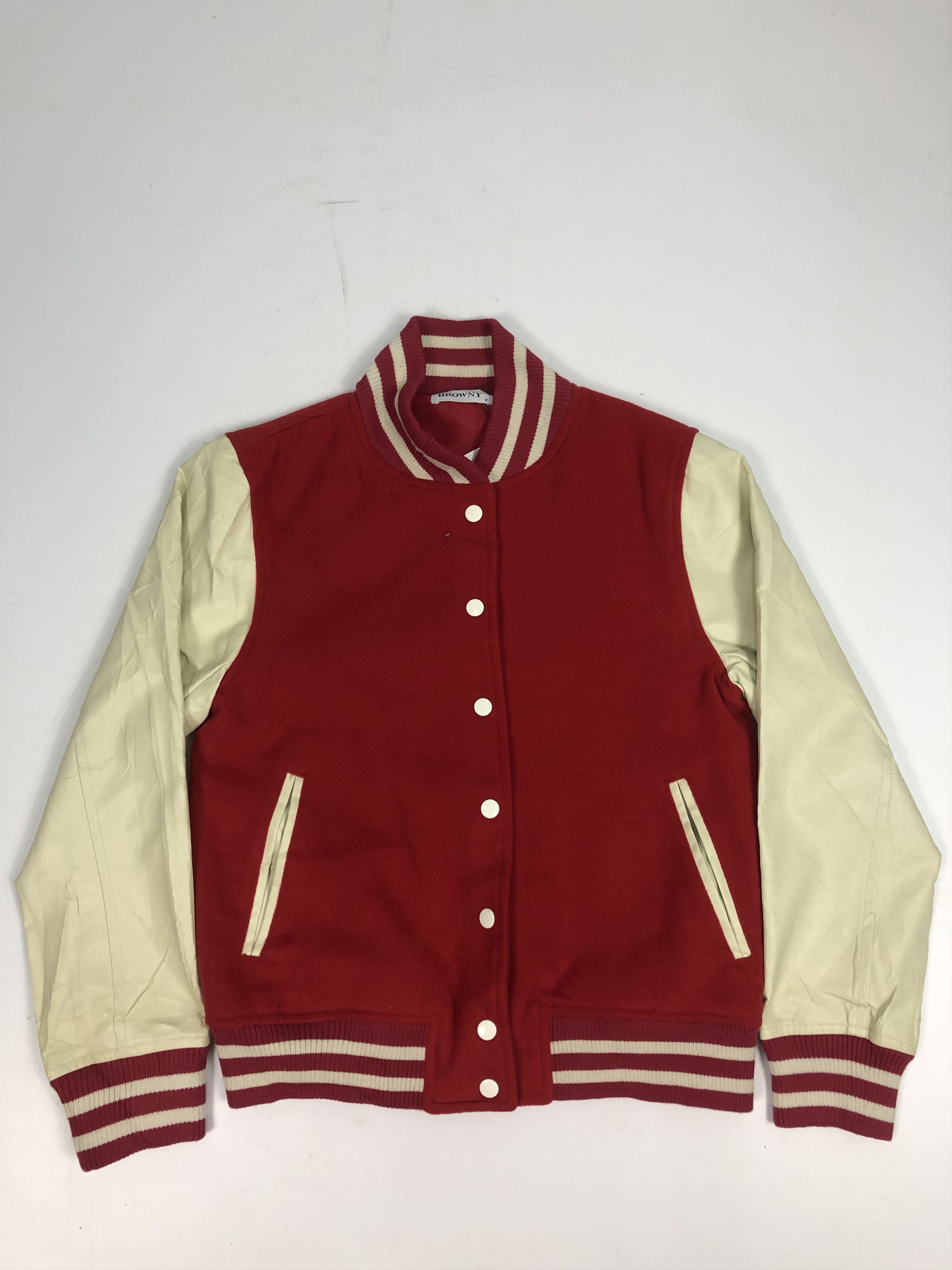 image of Varsity Jacket x Vintage Browny Varsity Synthetic Leather in Red, Men's (Size Medium)
