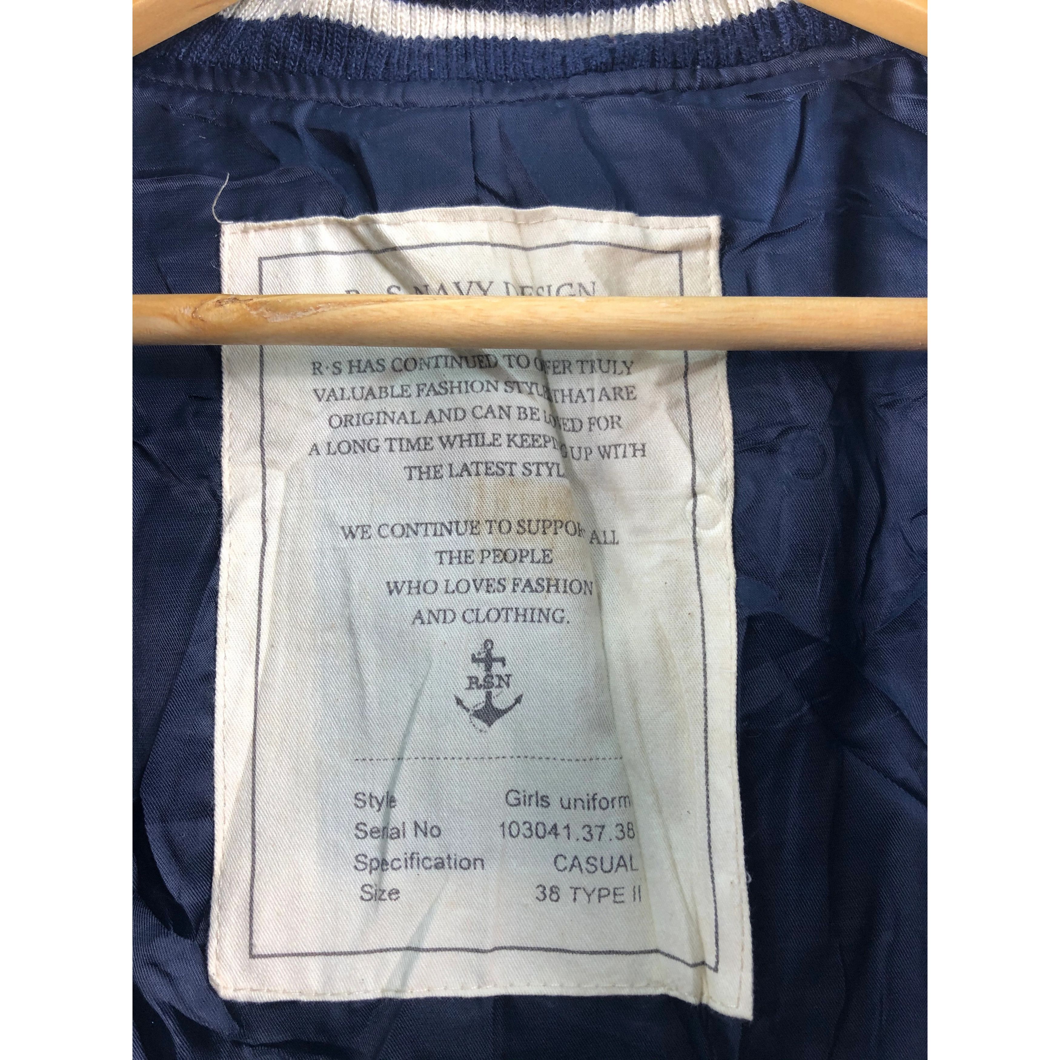 Japanese Brand Vintage 90s Navy Design Varsity Jacket Leather Sleeve V0007 Size US M / EU 48-50 / 2 - 5 Thumbnail