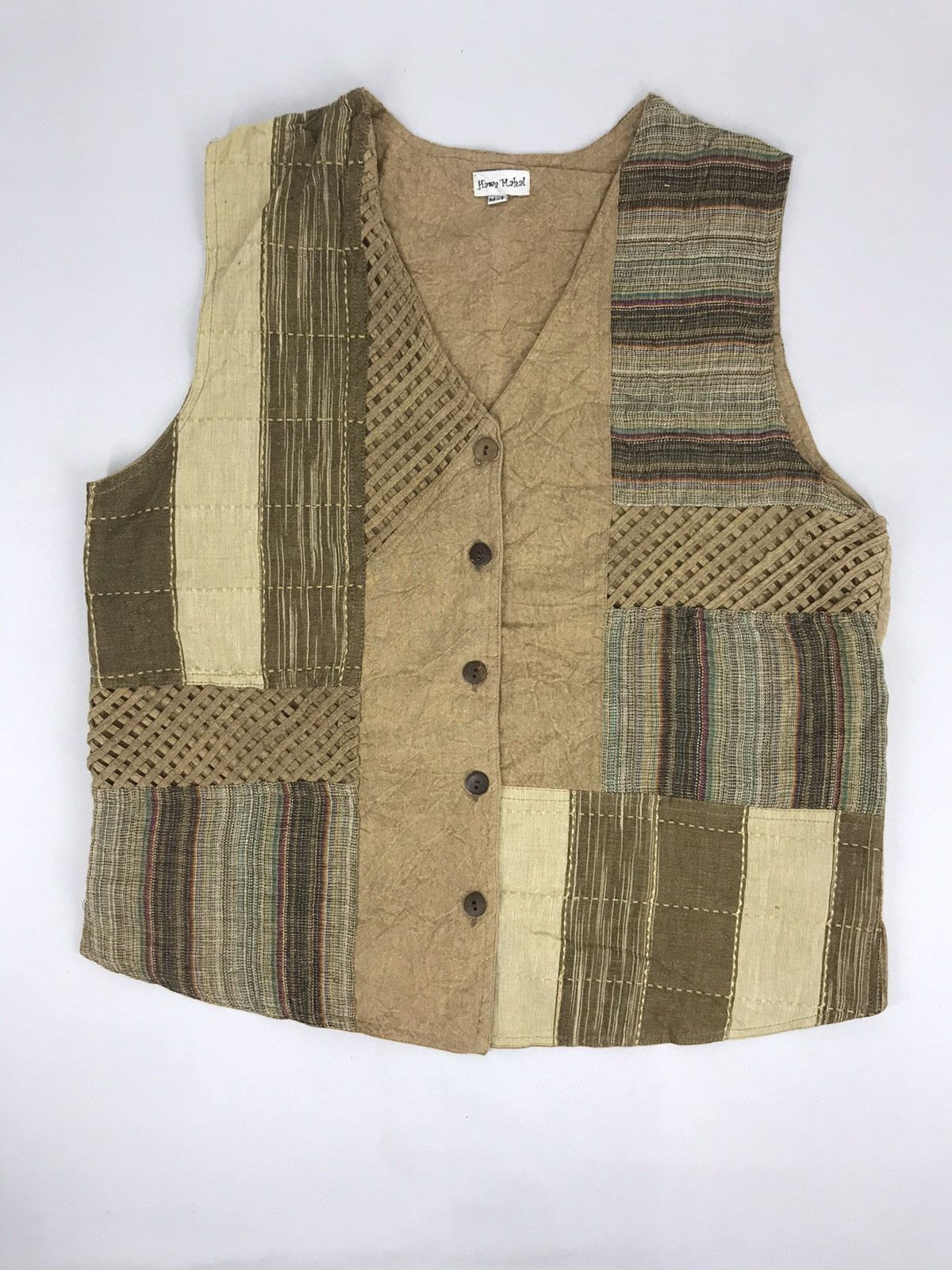 image of Hype Patchworks Art Hawa Mahal Insulated Vest Jacket in Brown, Men's (Size Medium)