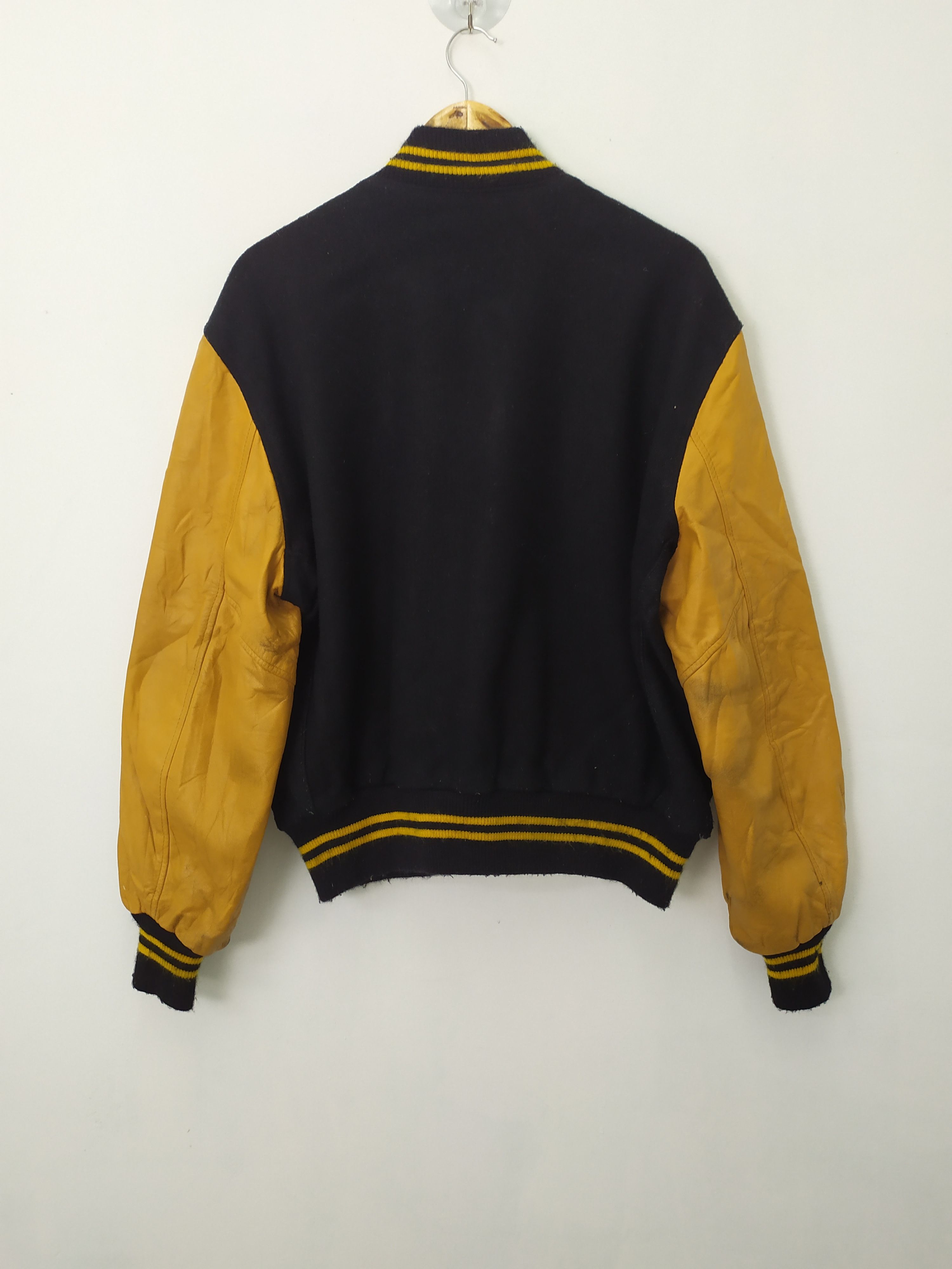 Japanese Brand GOLDEN THREAD WOOL VARSITY JACKET LEATHER SLEEVE Size US M / EU 48-50 / 2 - 7 Thumbnail