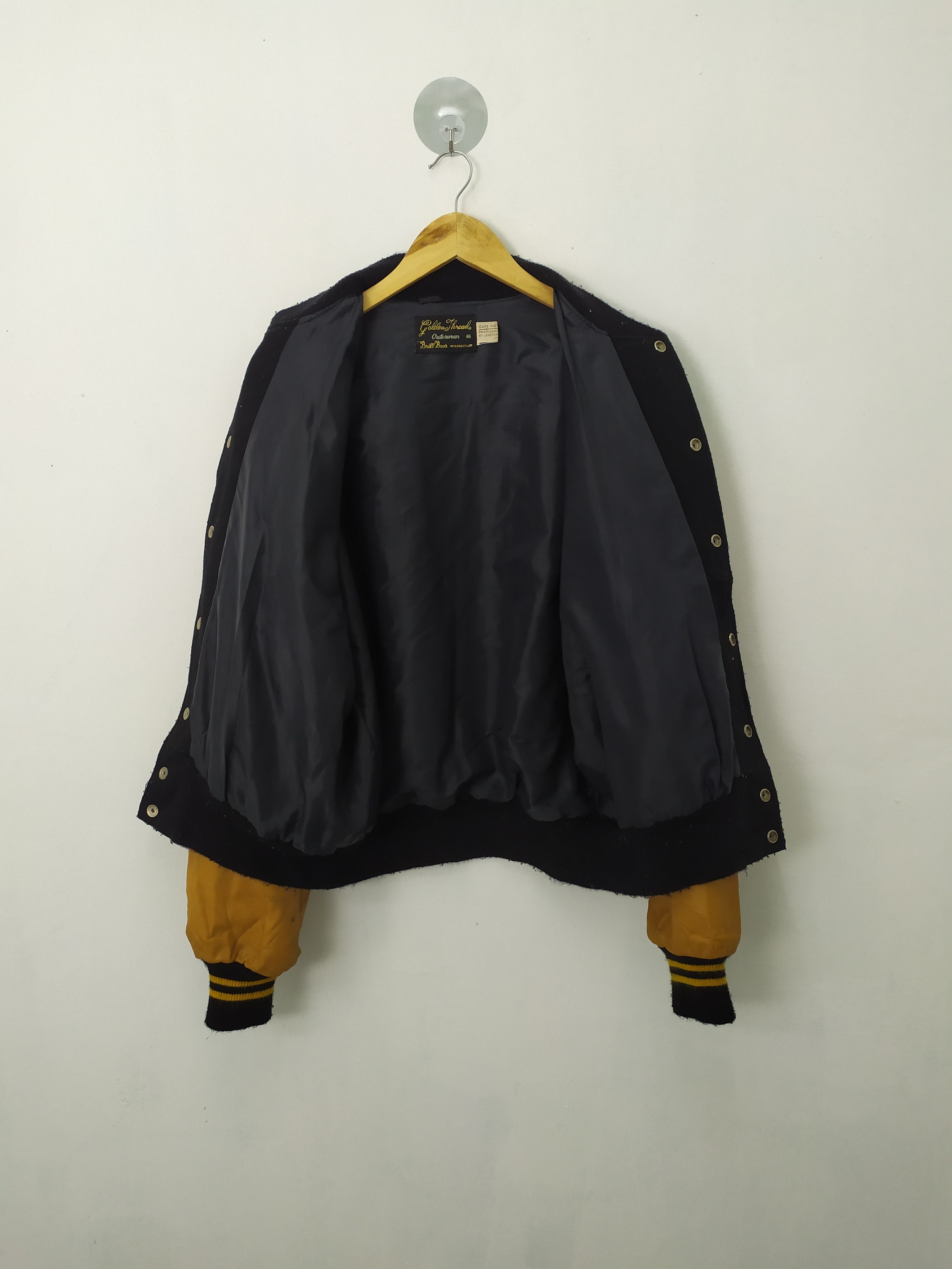 Japanese Brand GOLDEN THREAD WOOL VARSITY JACKET LEATHER SLEEVE Size US M / EU 48-50 / 2 - 10 Thumbnail
