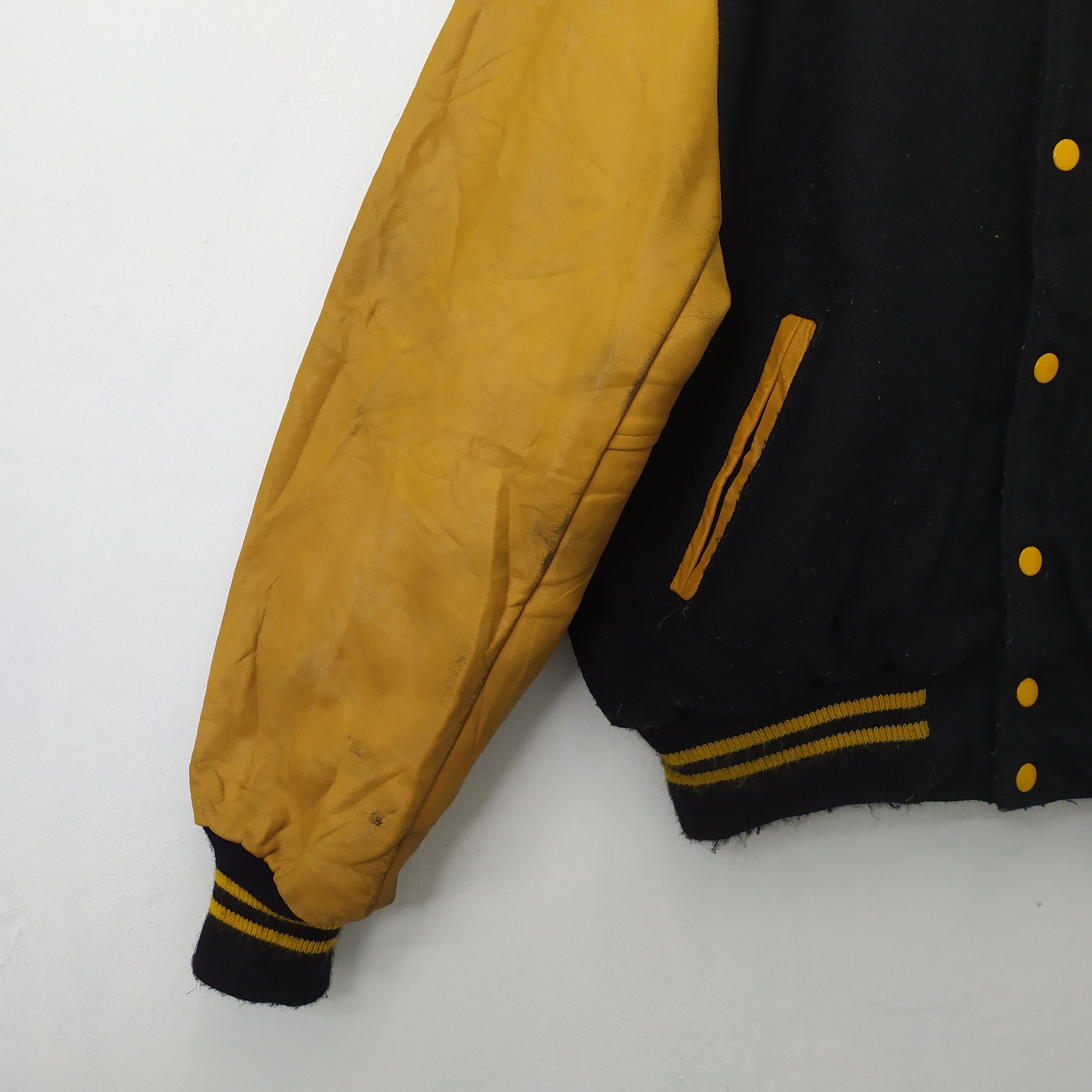 Japanese Brand GOLDEN THREAD WOOL VARSITY JACKET LEATHER SLEEVE Size US M / EU 48-50 / 2 - 4 Thumbnail