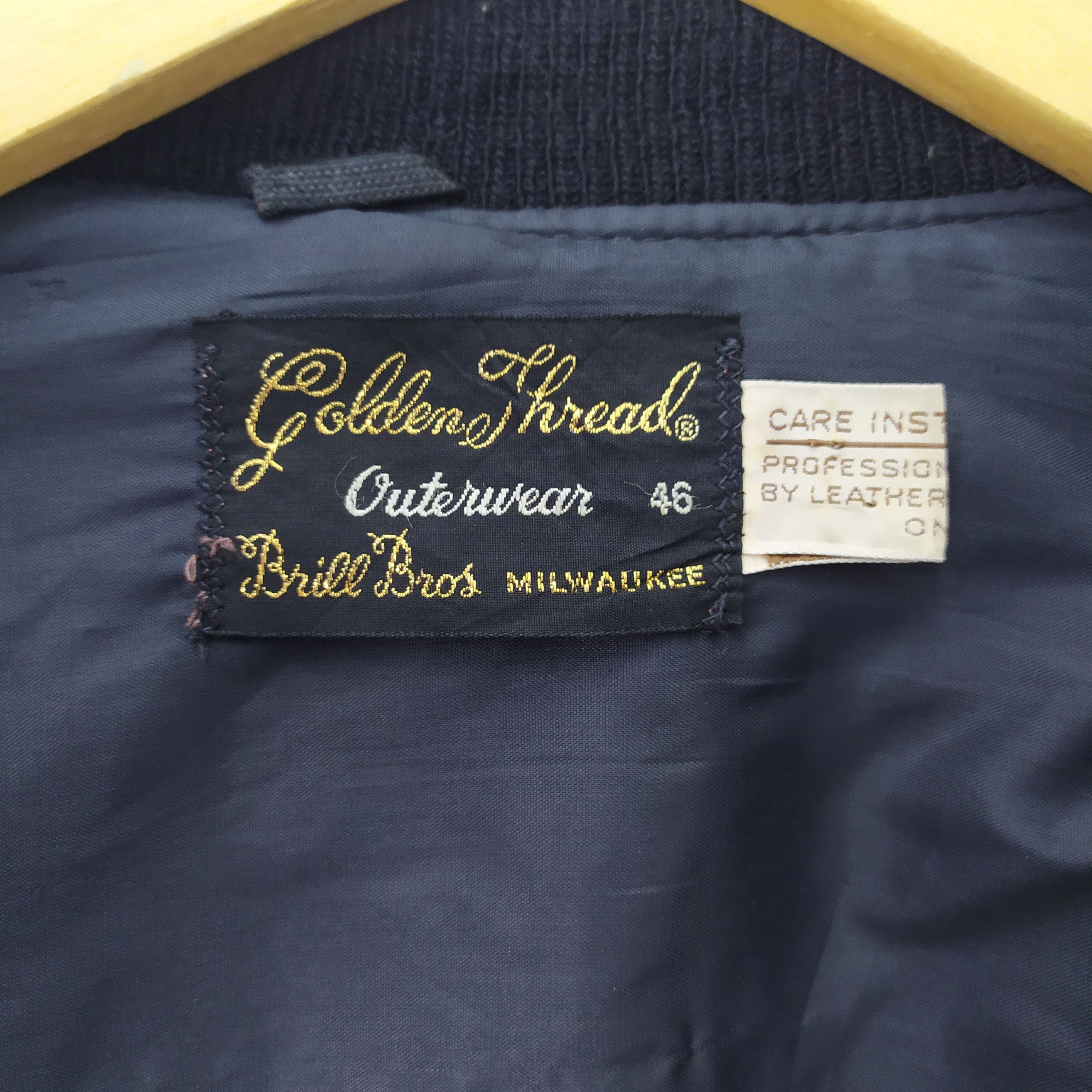 Japanese Brand GOLDEN THREAD WOOL VARSITY JACKET LEATHER SLEEVE Size US M / EU 48-50 / 2 - 11 Thumbnail