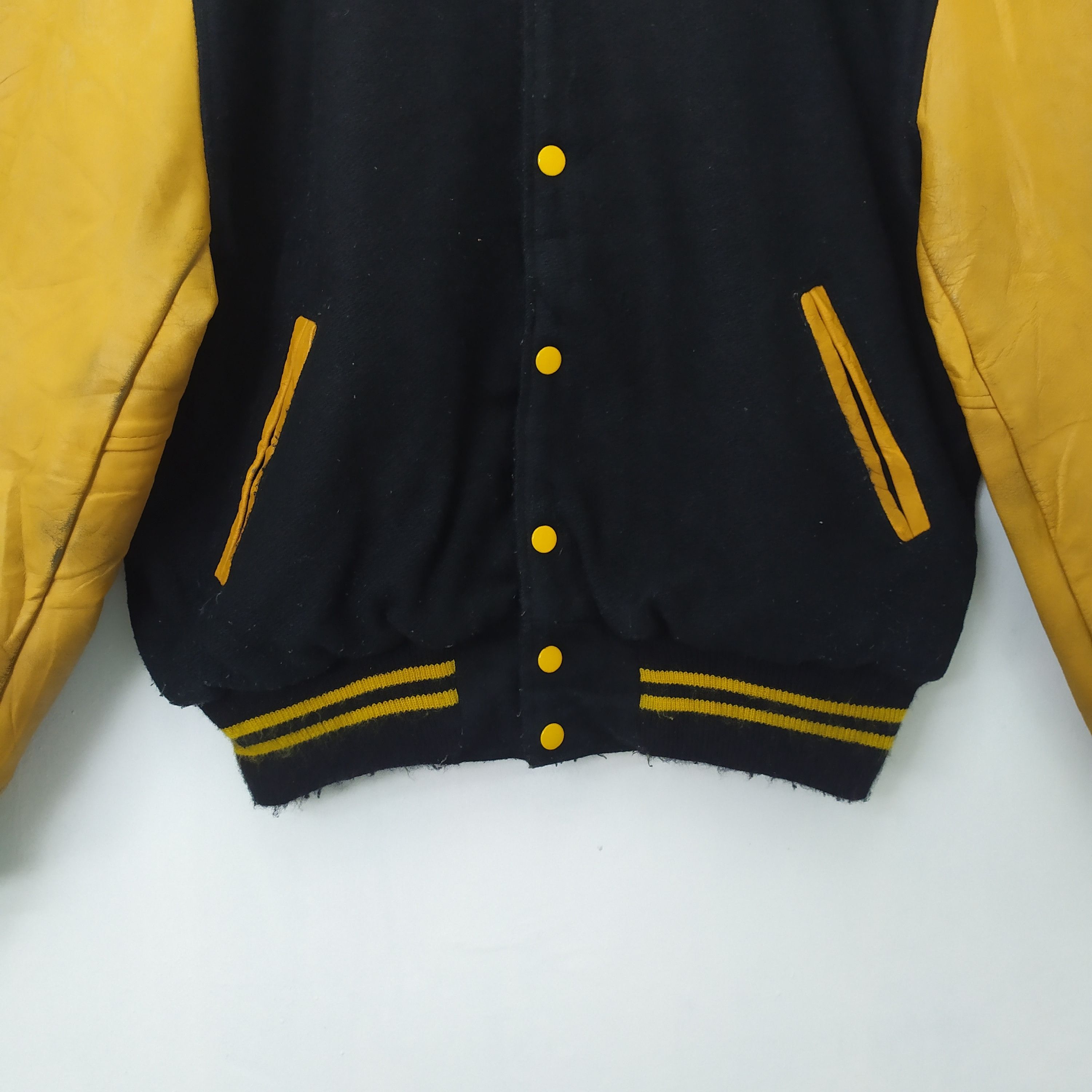 Japanese Brand GOLDEN THREAD WOOL VARSITY JACKET LEATHER SLEEVE Size US M / EU 48-50 / 2 - 6 Thumbnail