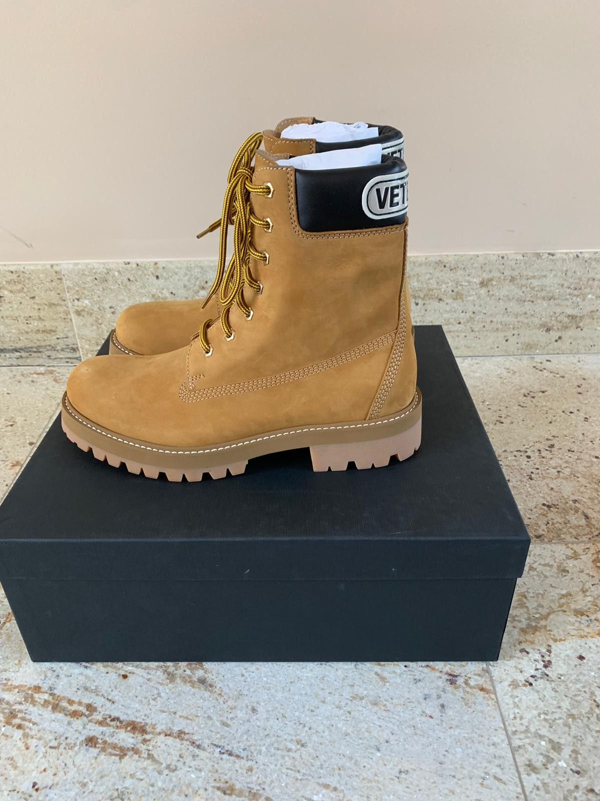 Vetements Logo Cuff Timb Boots in Brown Size US 7 / EU 40 - 2 Thumbnail