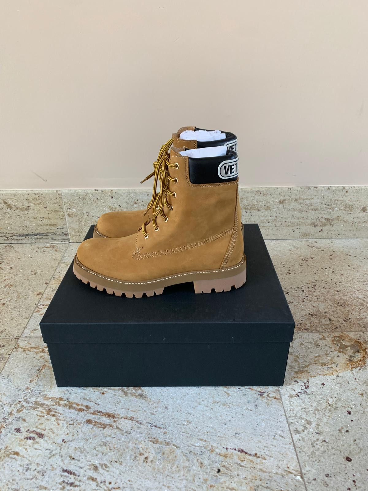 Vetements Logo Cuff Timb Boots in Brown Size US 7 / EU 40 - 3 Thumbnail