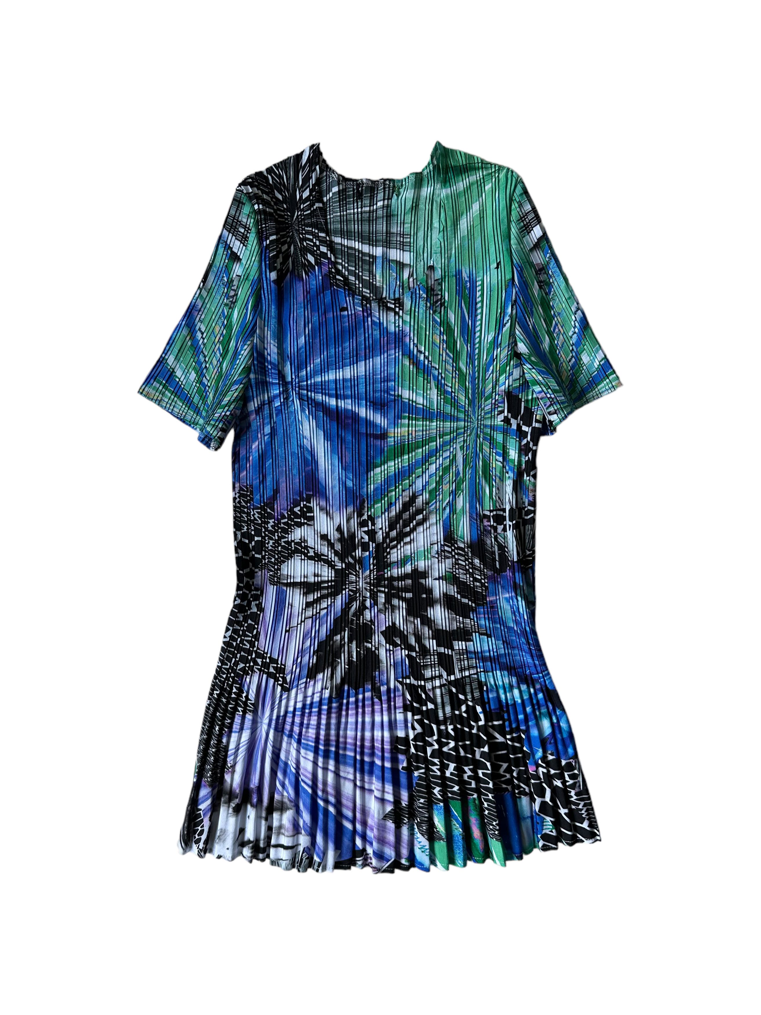 Beauty Beast Vintage Pleated Abstract Print Short Sleeve Shirt Issey Alt Size S / US 4 / IT 40 - 1 Thumbnail