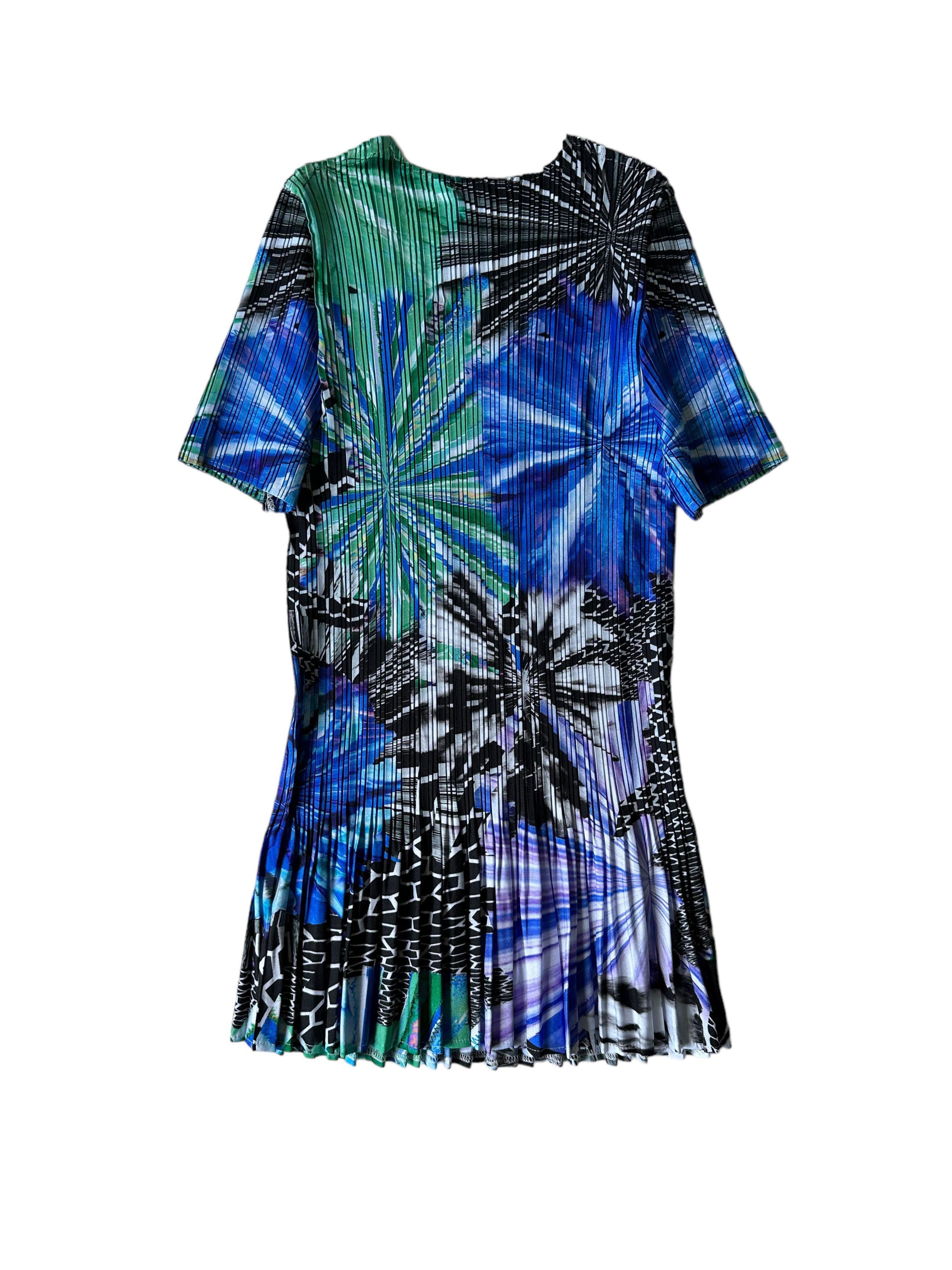 Beauty Beast Vintage Pleated Abstract Print Short Sleeve Shirt Issey Alt Size S / US 4 / IT 40 - 3 Thumbnail