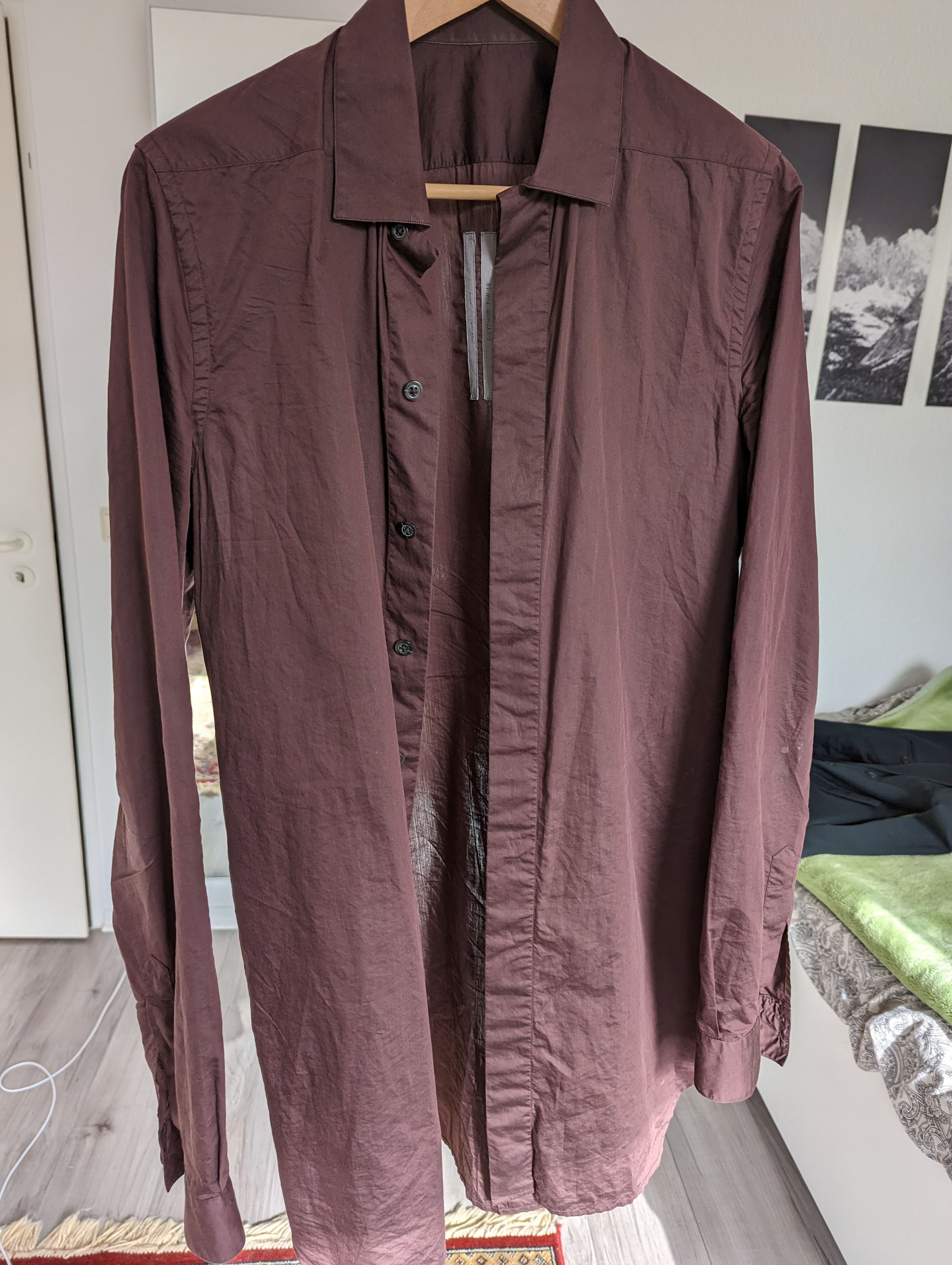 image of Rick Owens Fw18 Sisyphus Cotton/silk Shirt in Raisin, Men's (Size Medium)