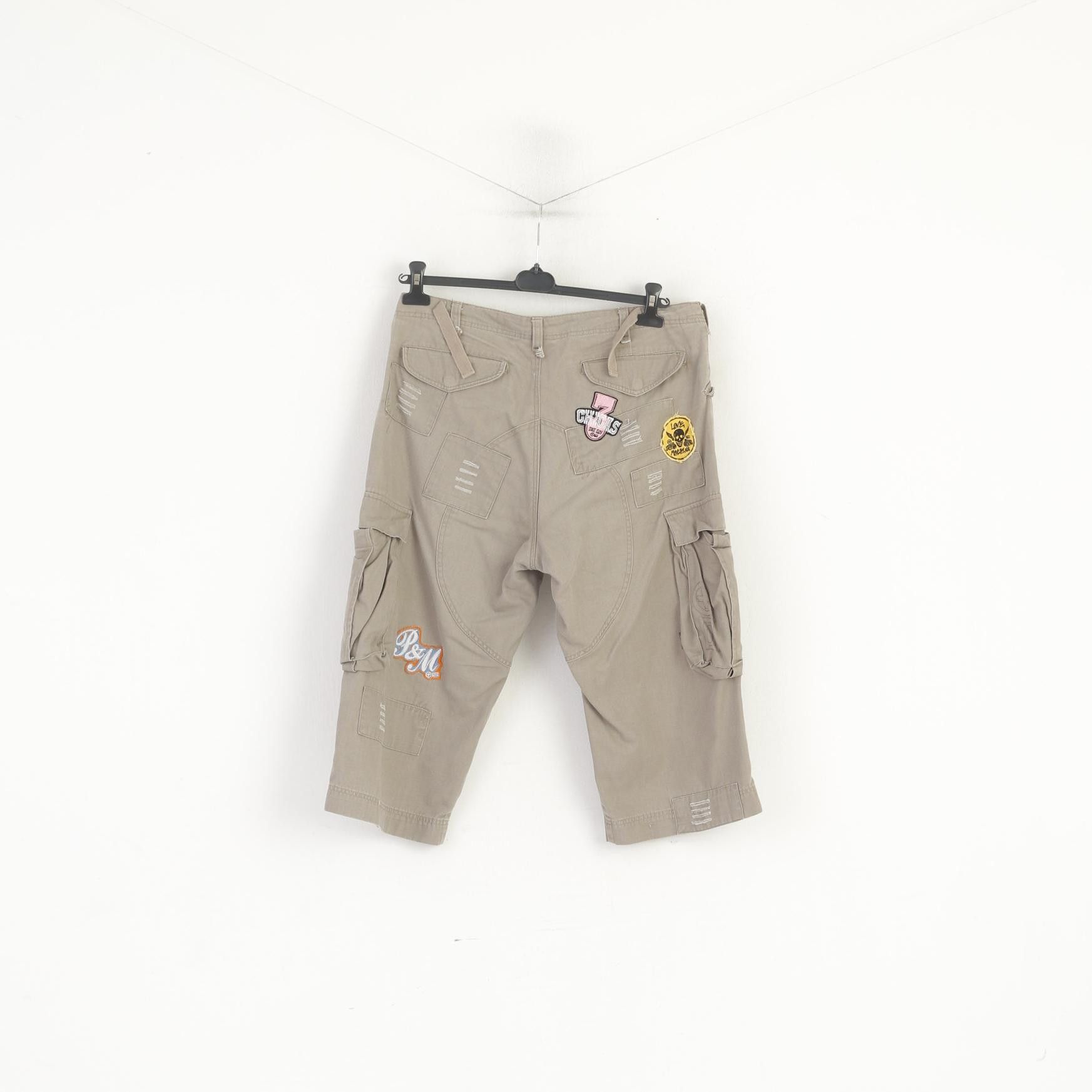 Vintage Plusminus By Chiemsee Men XL Shorts Beige Cotton Cargo 3888 Size US 40 / EU 56 - 7 Thumbnail