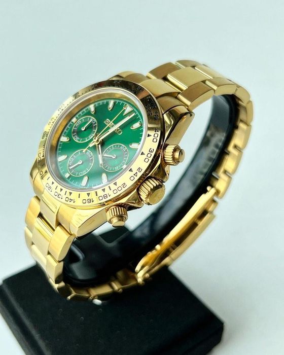 Custom Seiko Mod Watch Gold Green Daytona John Mayer Quartz 40MM