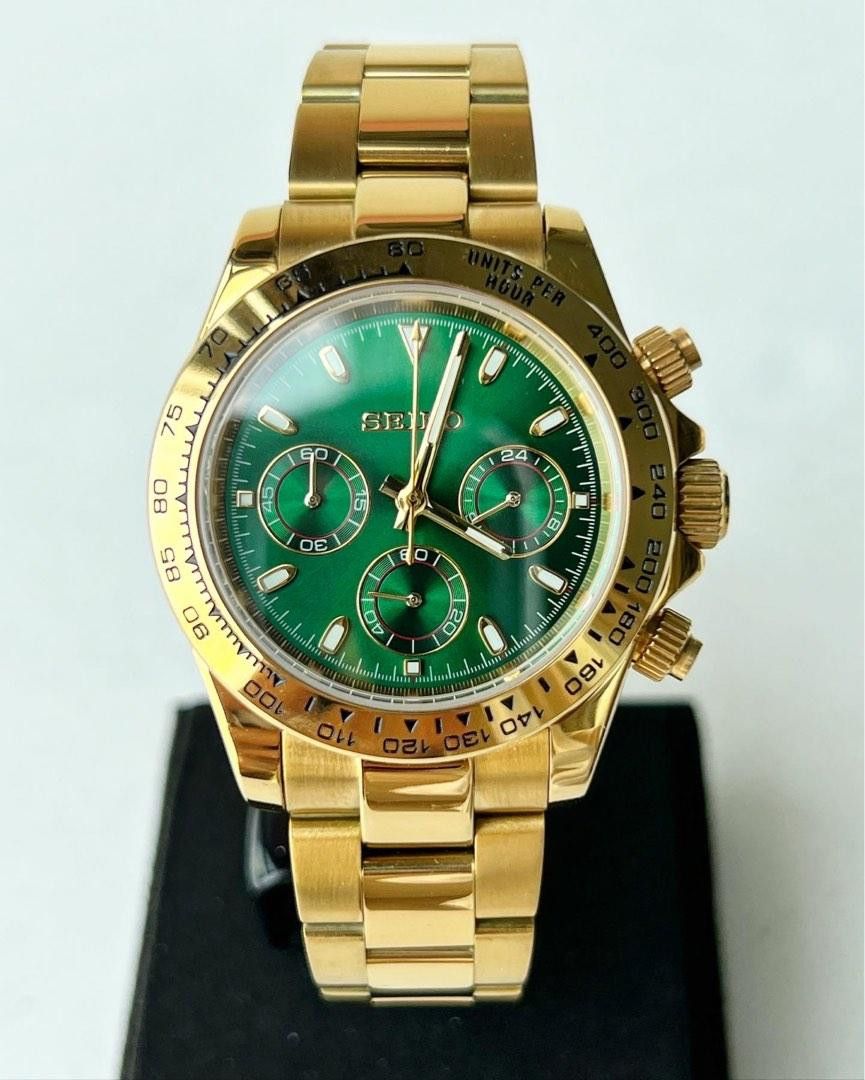 Custom Seiko Watch Seiko Mod Watch Gold Green Daytona John Mayer Quartz 40MM Grailed