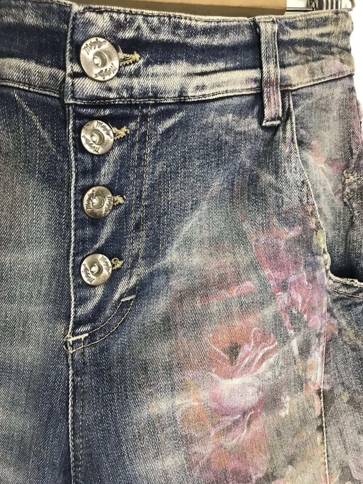 Other Made In Italy Maryley Painter Art Button Skinny Jeans Size 29" - 3 Thumbnail
