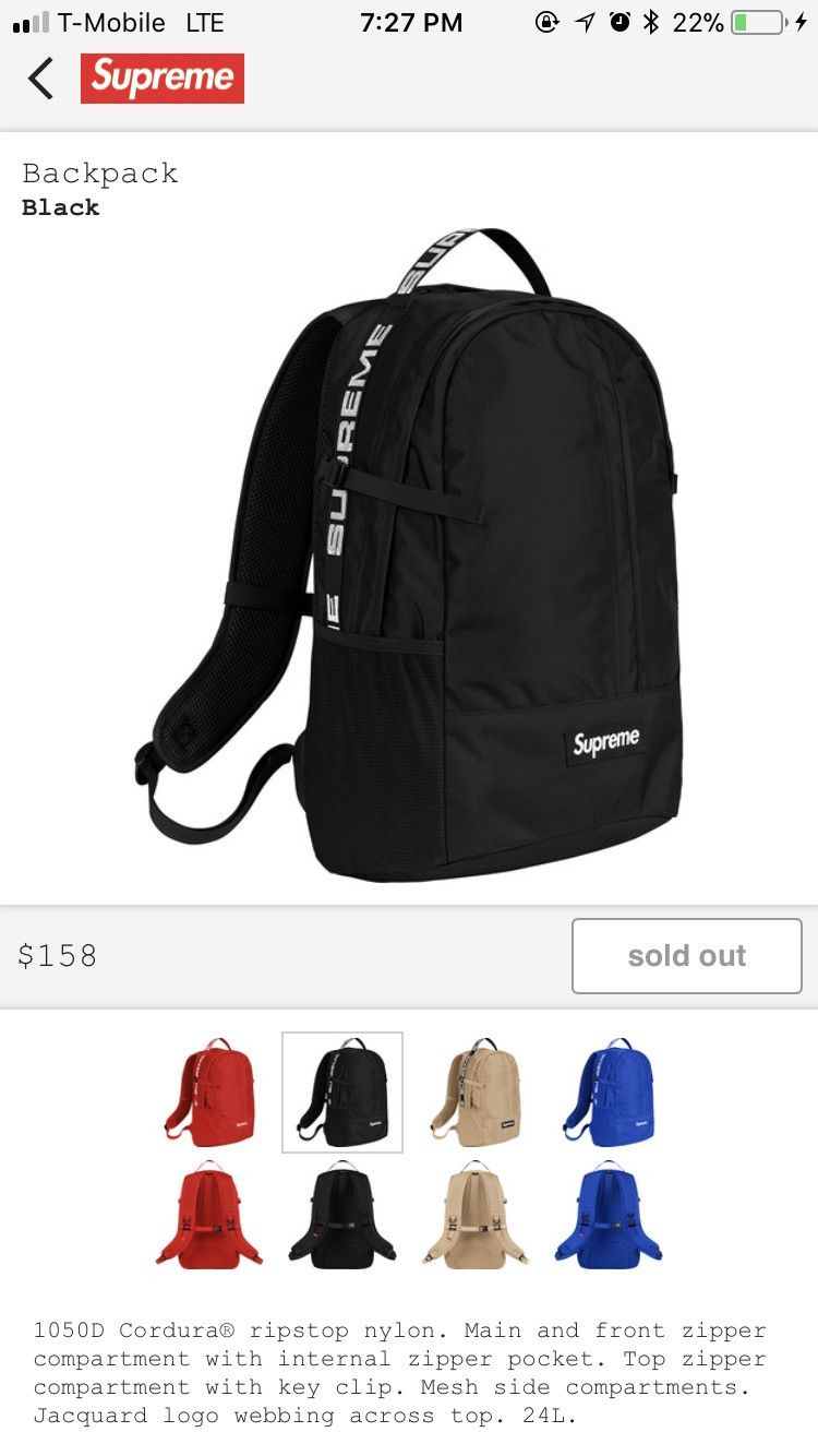 Supreme Supreme S/S 2018 Black Backpack | Grailed